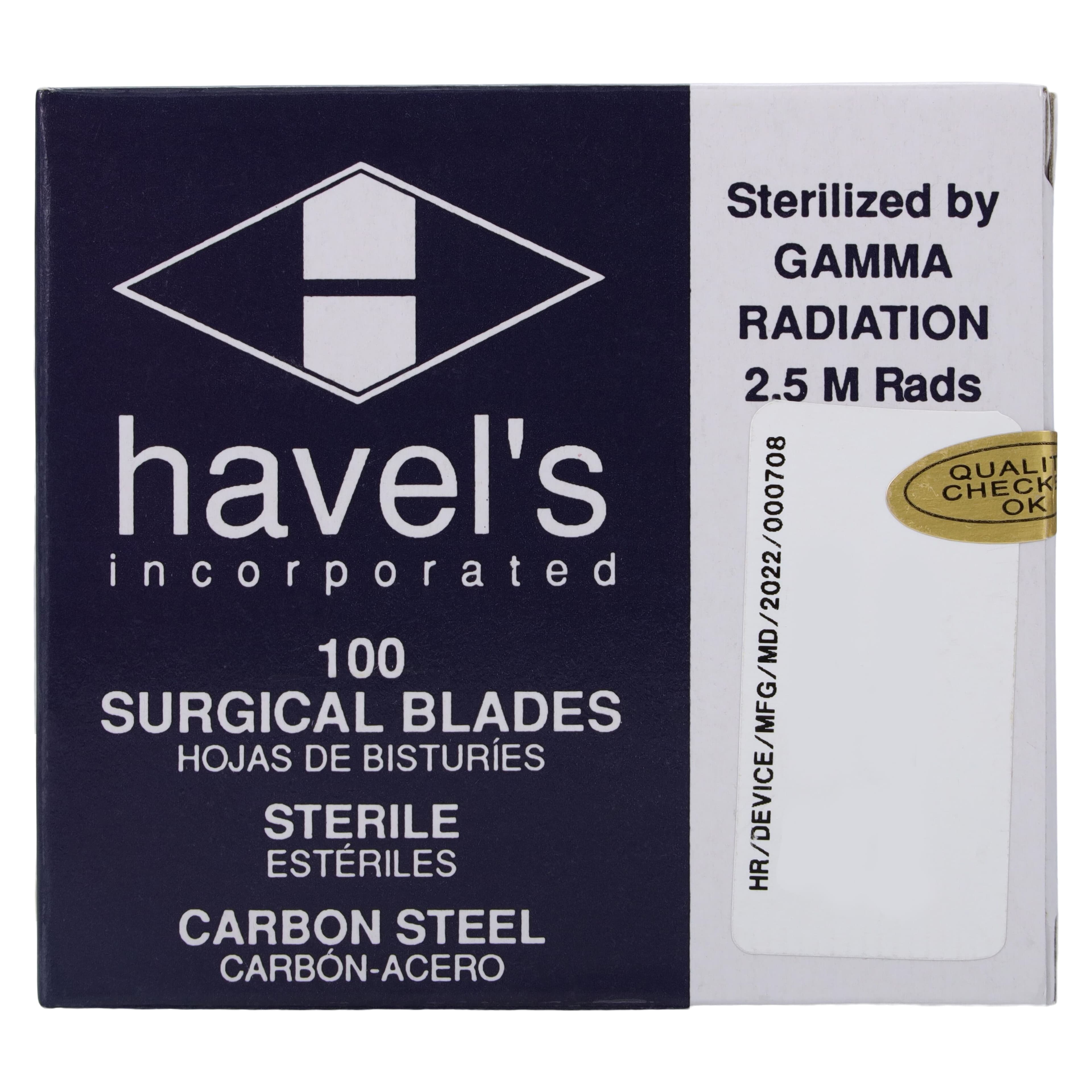 Havels Inc Carbon Steel Sterile Surgical Blade #12D, 100/Bx thumbnail 2
