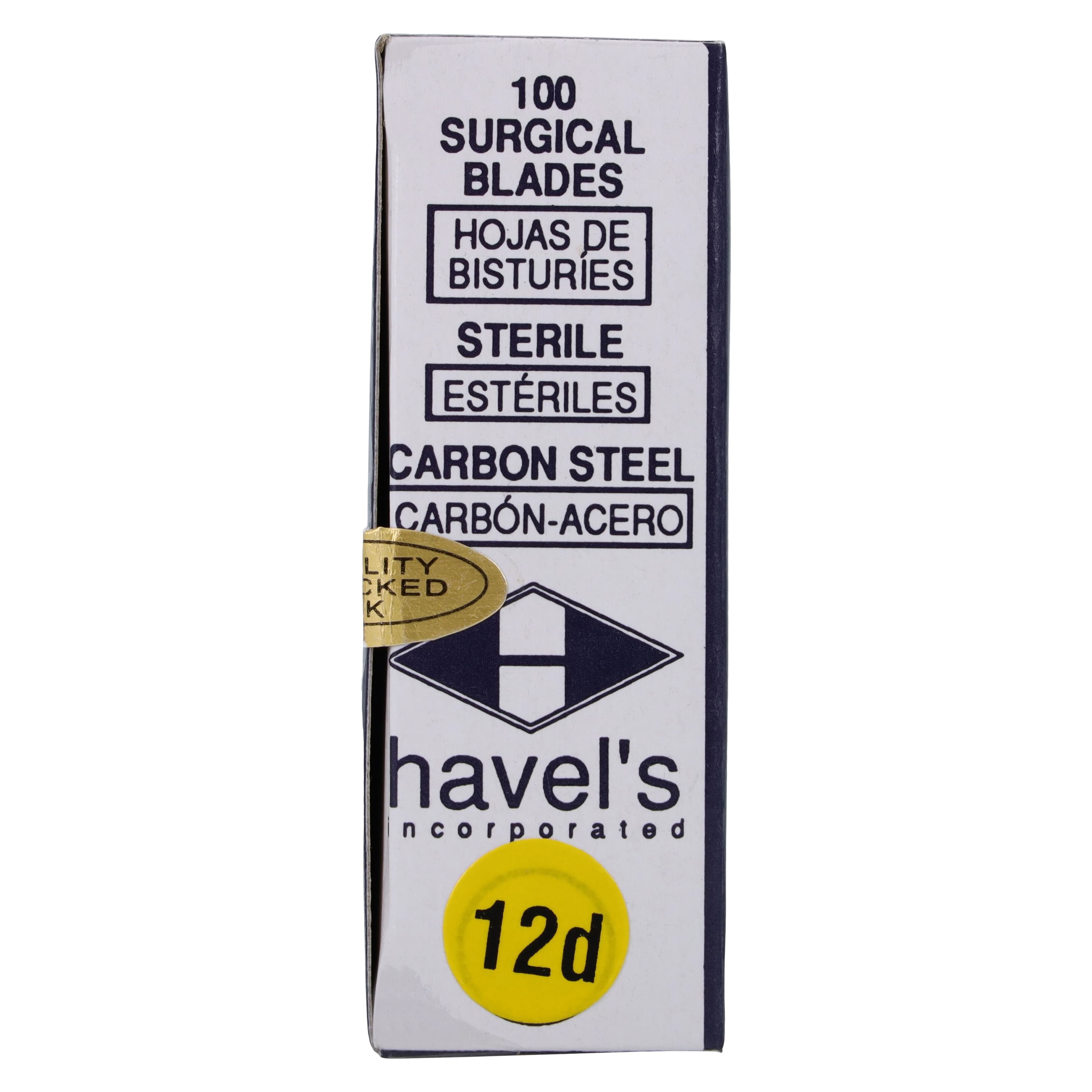 Havels Inc Carbon Steel Sterile Surgical Blade #12D, 100/Bx thumbnail 3
