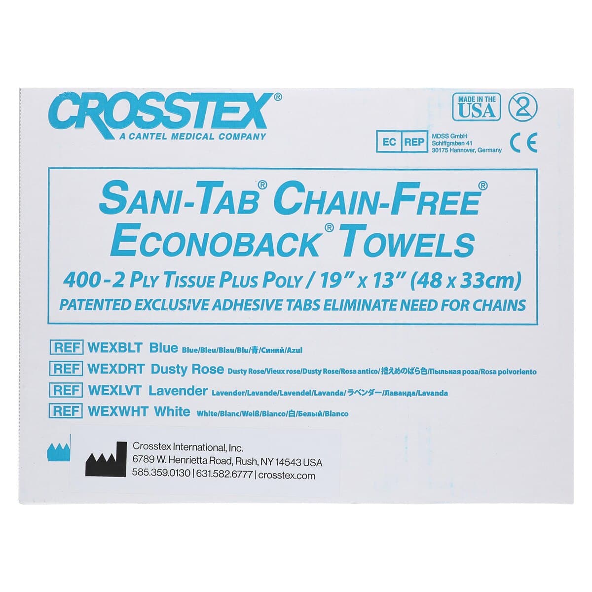 Crosstex Sani-Tab Chain-Free Patient Towels, 2-Ply Tissue with 1-Ply Poly, White, 13" x 19", 400/Box, WEXWHT thumbnail 3