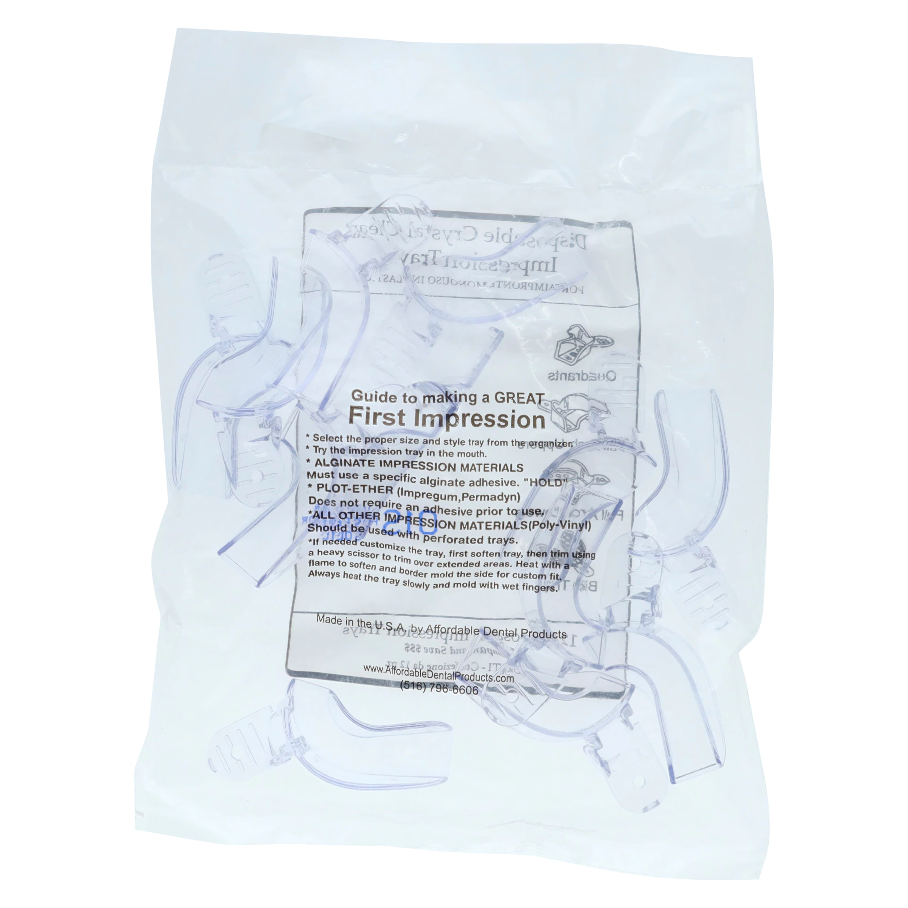 Crystal Tray Disposable Impression Tray, Solid Quadrant Upper Left/Lower Right, Clear, 12/Pkg, 01S9 thumbnail 4