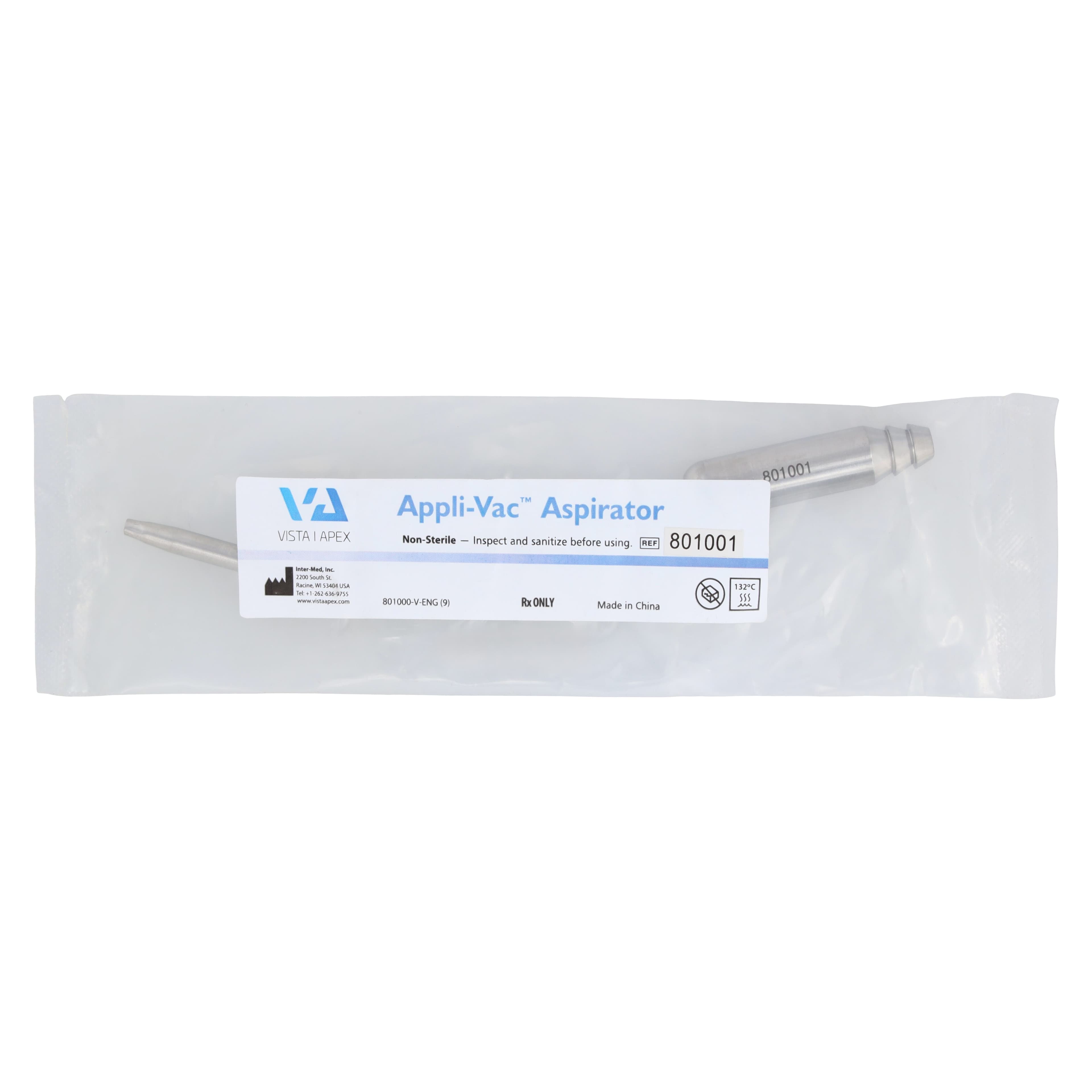 Vista Apex Appli-Vac Surgical Aspirator Tip, 1.5mm Opening, 6" Length, Stainless Steel, 1 Each (15P1A / 1591A / #801001) thumbnail 2