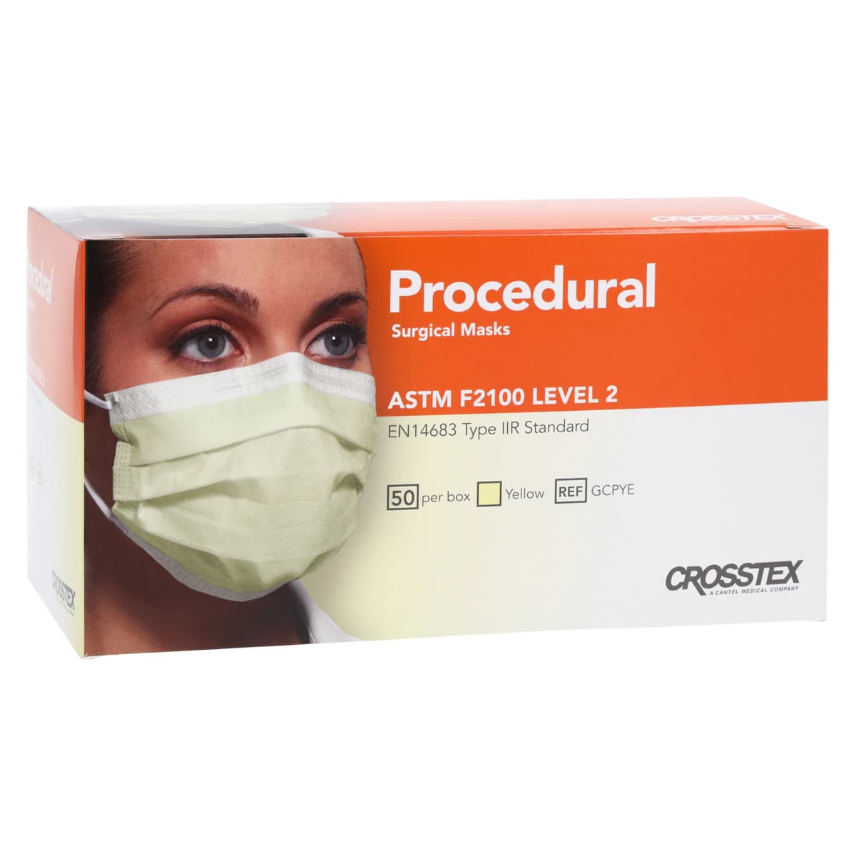 Crosstex Procedural Earloop Face Mask, ASTM Level 2, Fluid Resistant, Yellow, 50/Box, GCPYE thumbnail 4