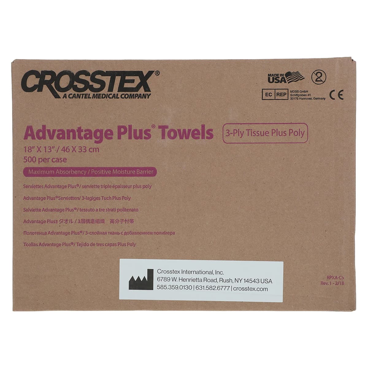 Crosstex Advantage Plus Patient Bib, 3-Ply Tissue/Poly, Aqua, 13" x 18", 500/Case, WPXAAQ thumbnail 2