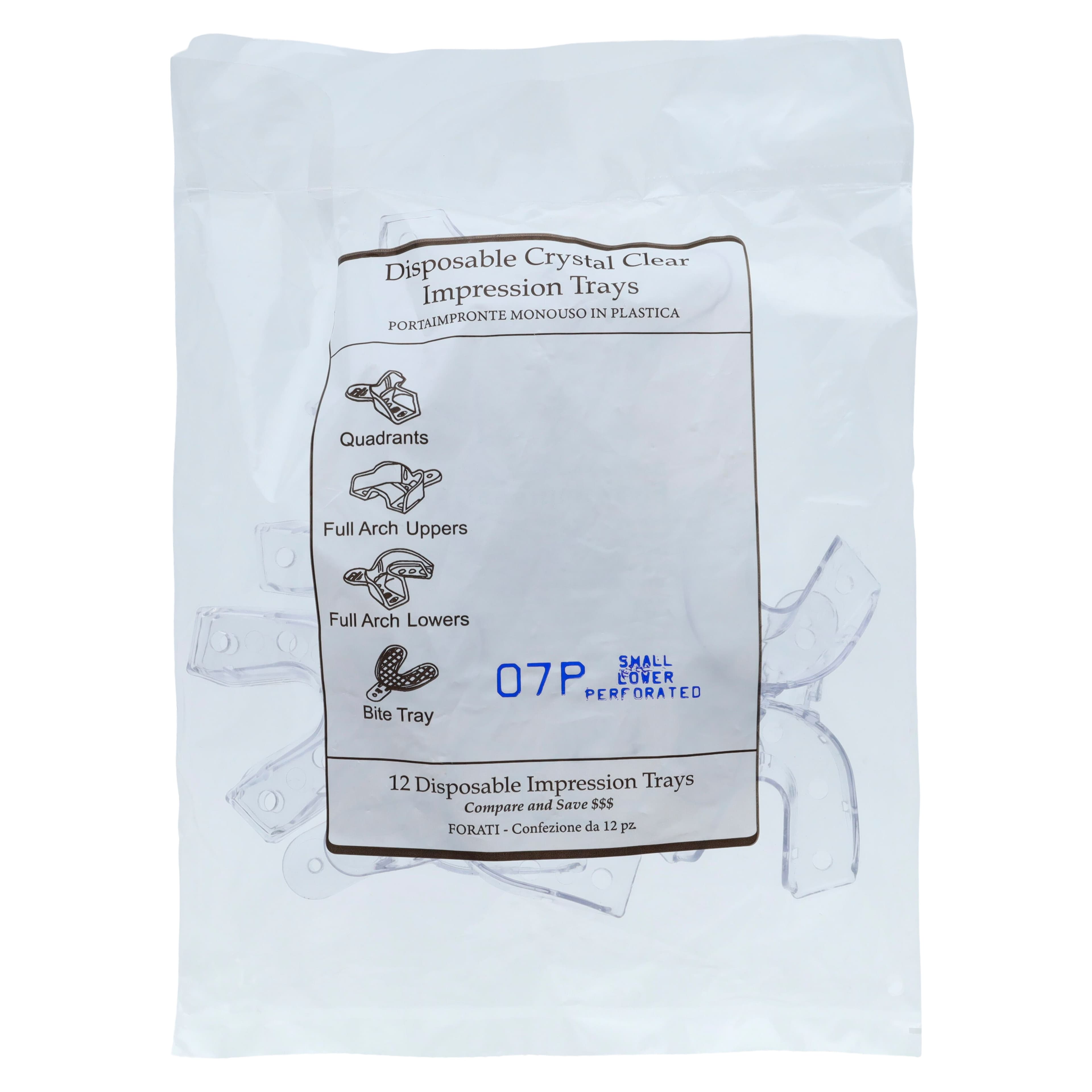 Crystal Disposable Impression Trays, Full Arch Lower, Small, Perforated, 12/Pkg, 07P9 thumbnail 3