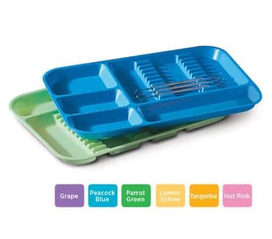 Plasdent Divided Set-Up Tray, Size B (Ritter), 13 1/2" x 9 5/8" x 7/8", Neon Green, 1/Pk, 300BDS-4 - Plastic Set-Up Trays, Ritter, Divided, # B, 13 1/2" x 9 5/8" x 7/8", Neon Green, 1/Pk, 300BDS-4 - Image 1