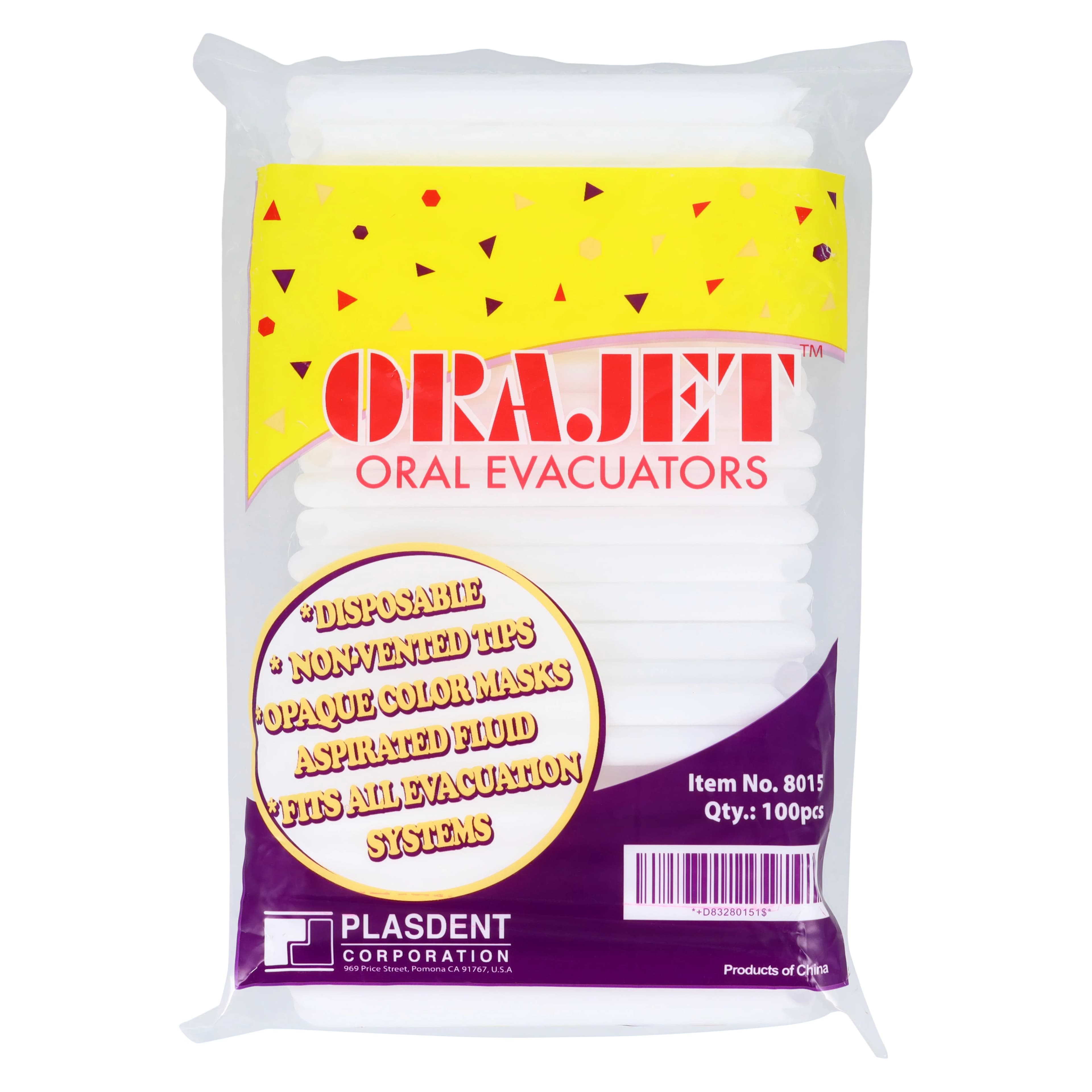 Orajet Oral Evacuator Tips, Non-Vented, White, Bendable, 100/Bag, 8015 - Orajet Oral Evacuator Tips 100/Bg, 8015 - Image 1