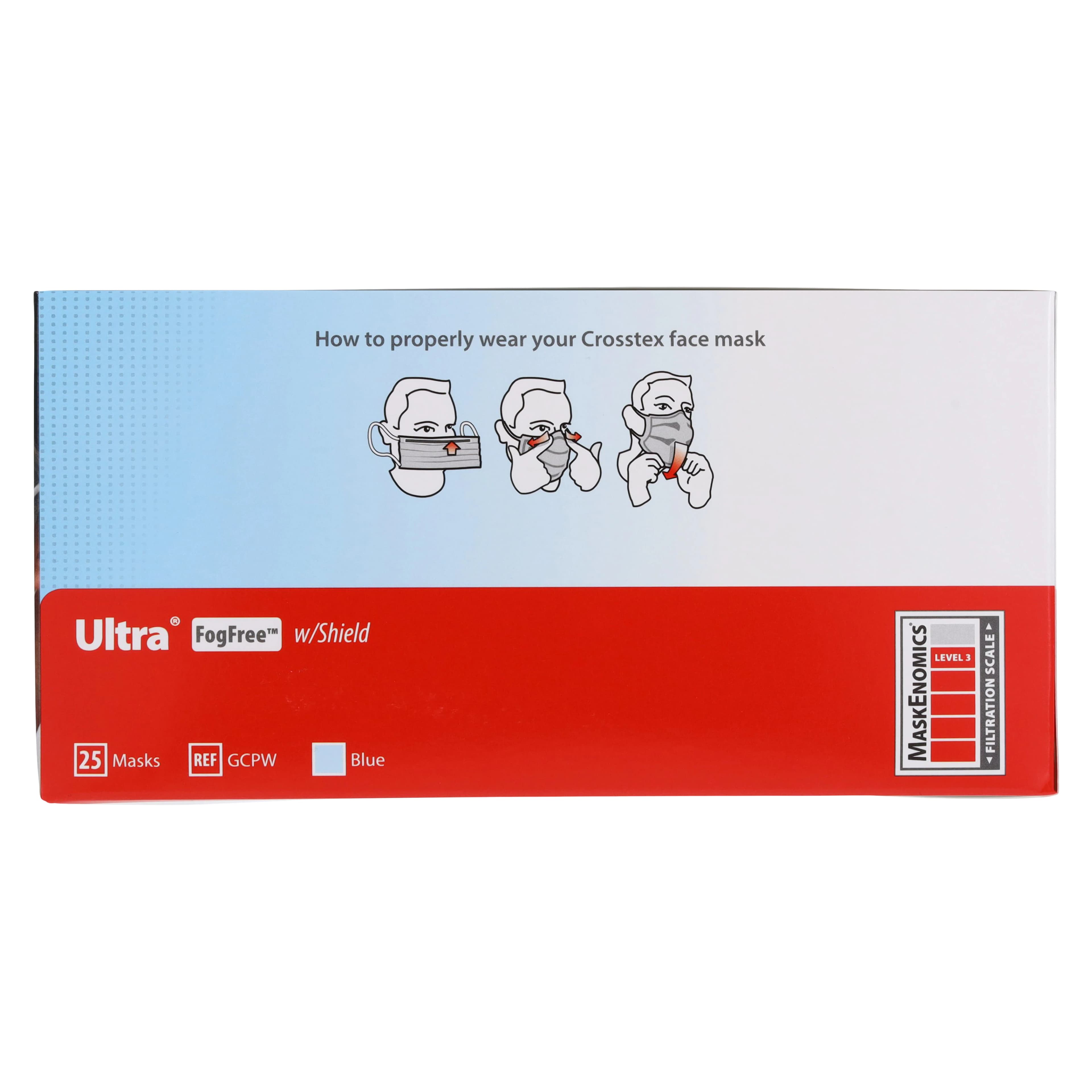 Crosstex Ultra FogFree Surgical Face Mask with Shield, ASTM Level 3, Blue, Ear Loop, 25/Box, GCPW thumbnail 3