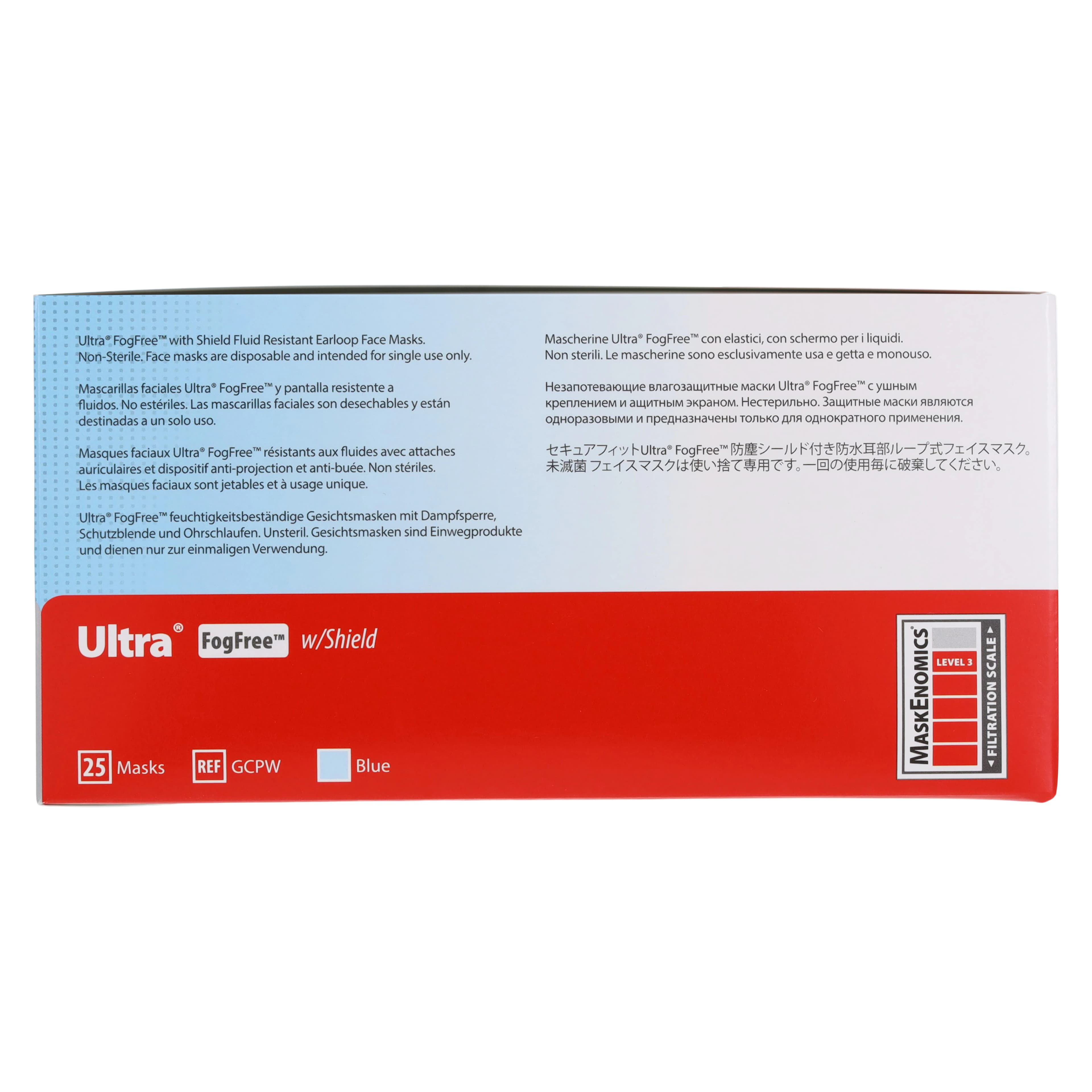 Crosstex Ultra FogFree Surgical Face Mask with Shield, ASTM Level 3, Blue, Ear Loop, 25/Box, GCPW thumbnail 4