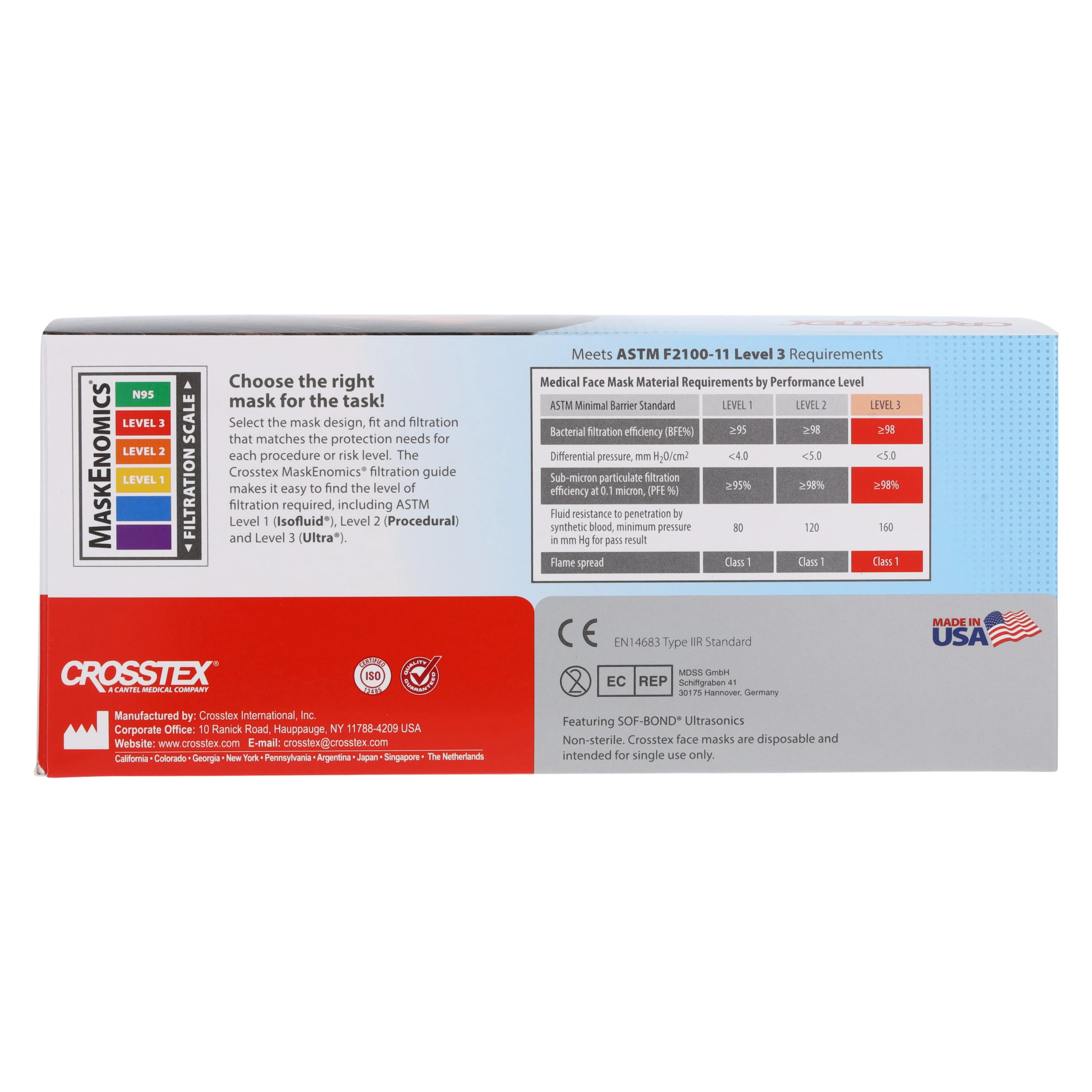 Crosstex Ultra FogFree Surgical Face Mask with Shield, ASTM Level 3, Blue, Ear Loop, 25/Box, GCPW thumbnail 5