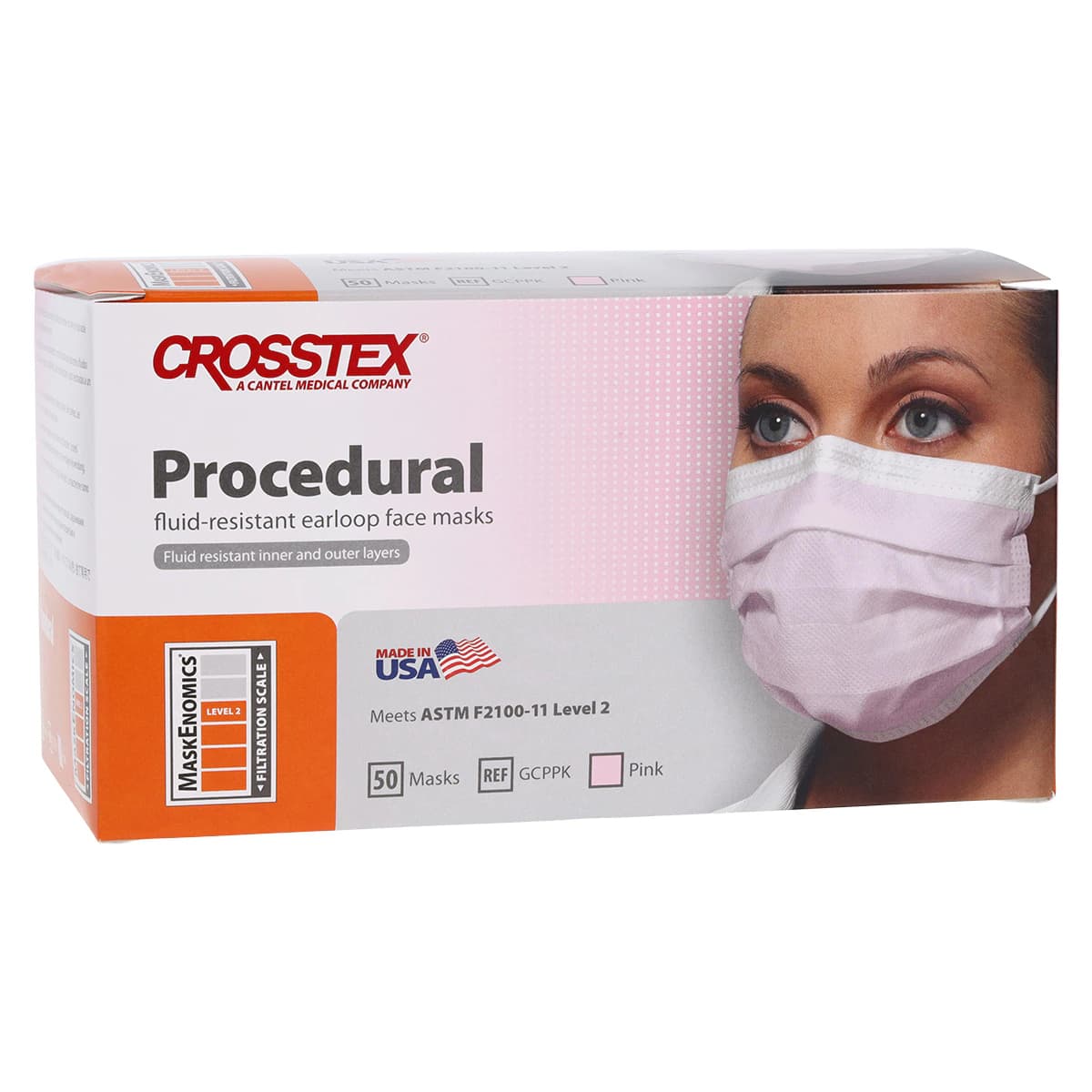 Crosstex GCPPK Procedural Earloop Face Mask, ASTM Level 2, Pink, 50/Box thumbnail 4