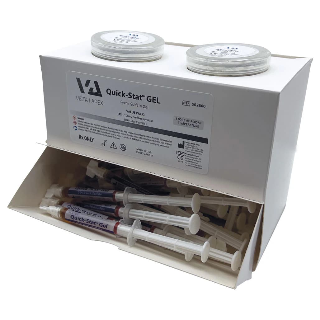 Quick-Stat FS Hemostatic Gel Value Pack, 20% Ferric Sulfate, 40 x 1.2 mL Prefilled Syringes with Stat-Flo Tips, 502800 - Quick-Stat FS Value Pack, 40/Pk, 502800 - Image 1