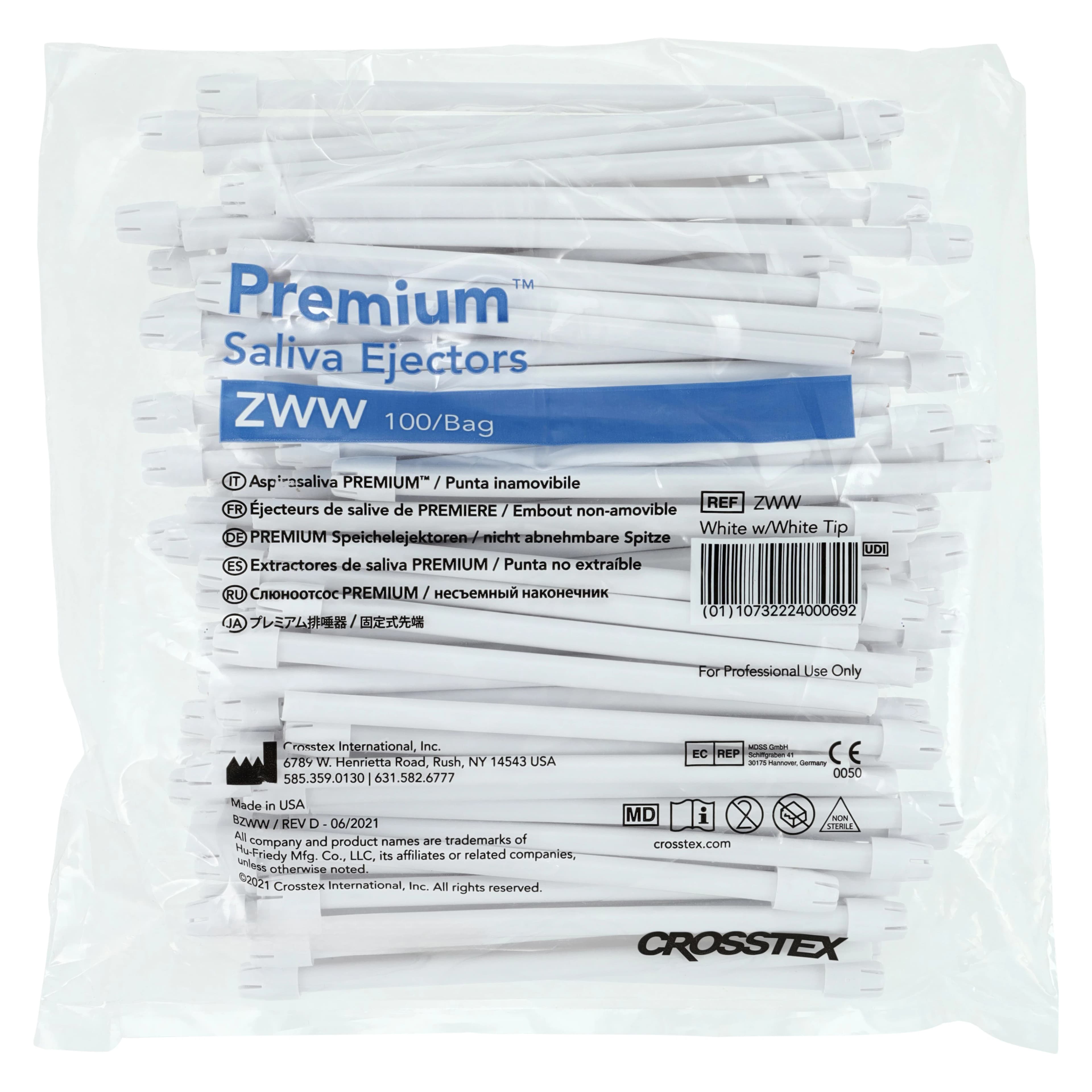 Crosstex Premium Saliva Ejectors, White/White, Wire-Reinforced, Non-Latex, 100/Bag, ZWW thumbnail 3