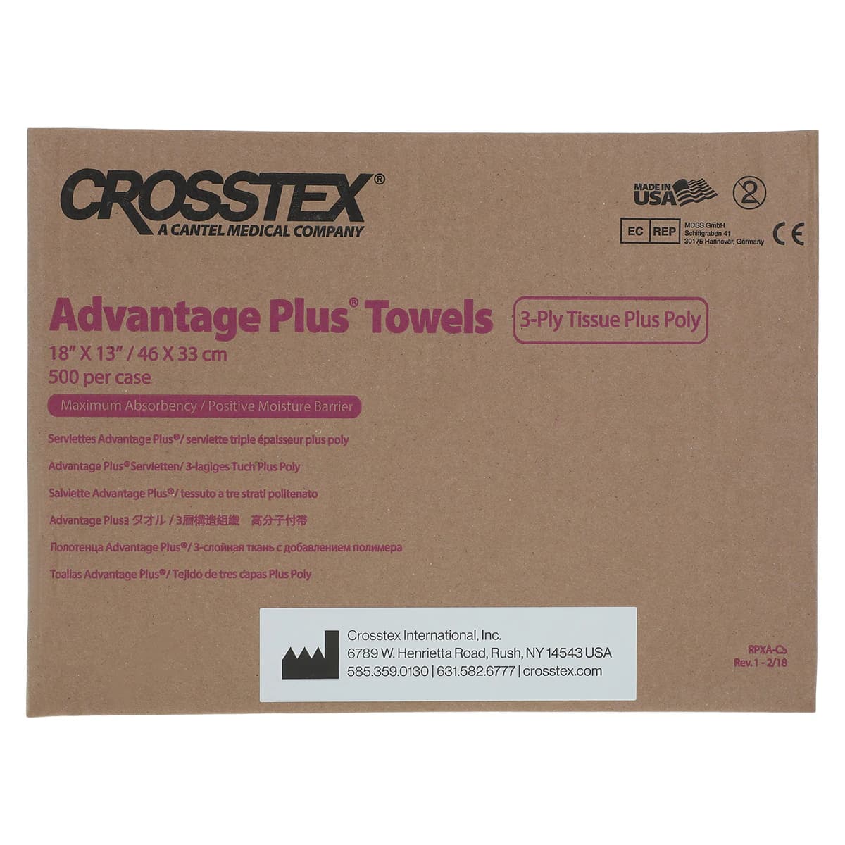 Crosstex Advantage Plus Patient Towels/Bibs, 3-Ply Blue, 13" x 18", 500/Case, WPXABL thumbnail 2