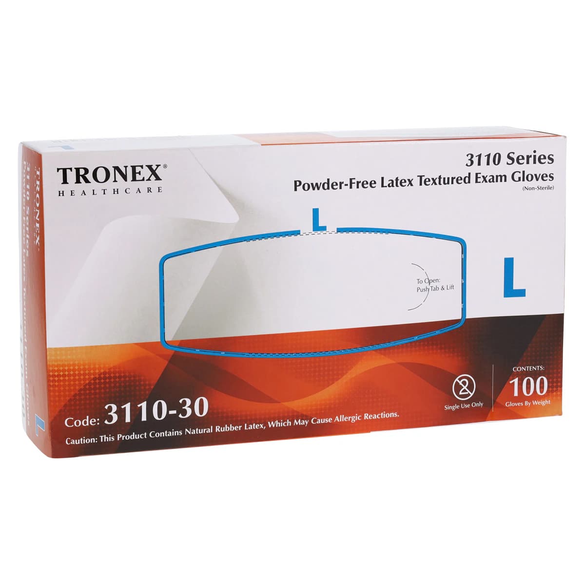 Tronex® Latex Exam Gloves, Powder Free, Textured, Non-Sterile, Large, Beige, 100/Box, Case of 10 Boxes thumbnail 4