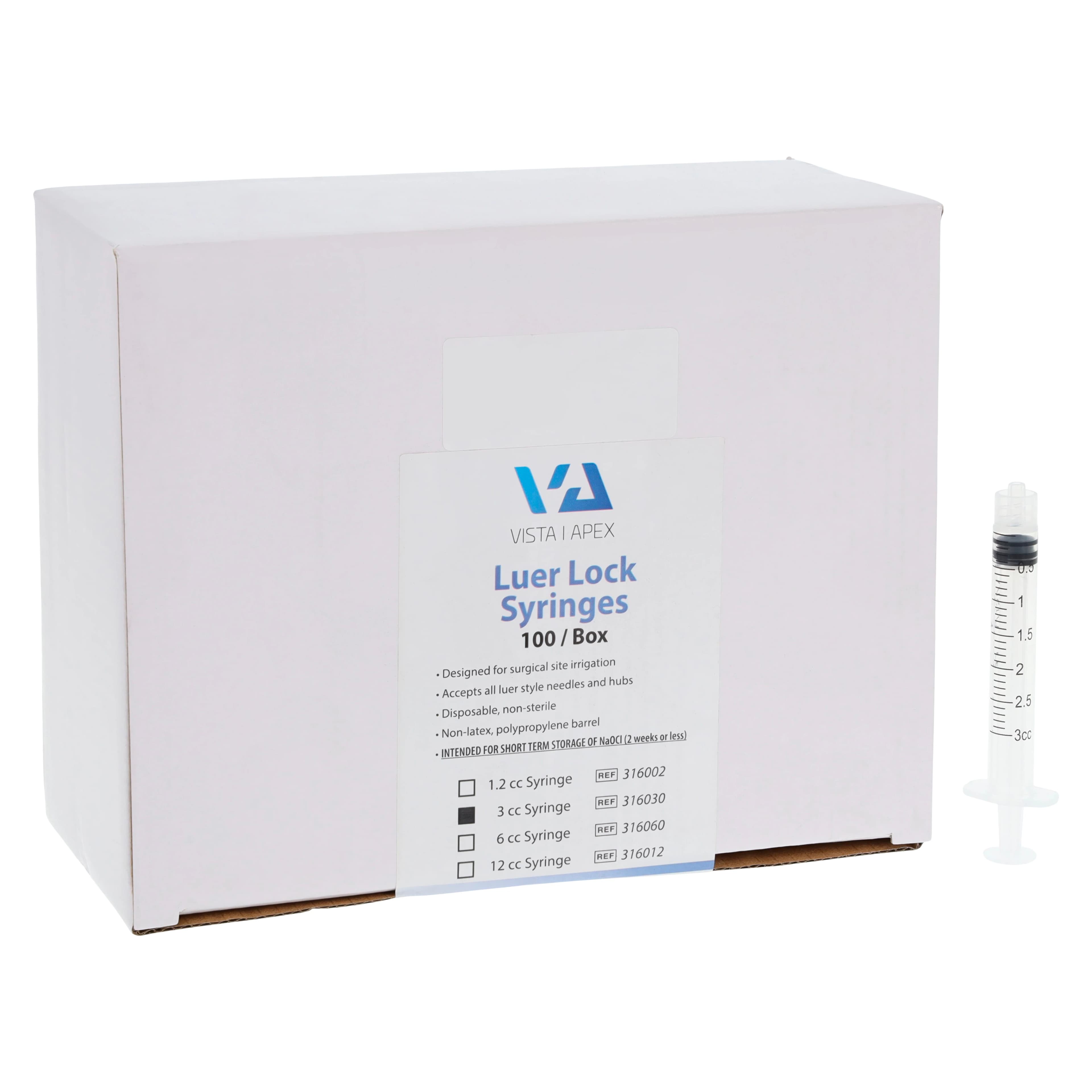 Vista Apex Appli-Vac Luer Lock Syringe, 3cc, 100/Box, 316030 thumbnail 2