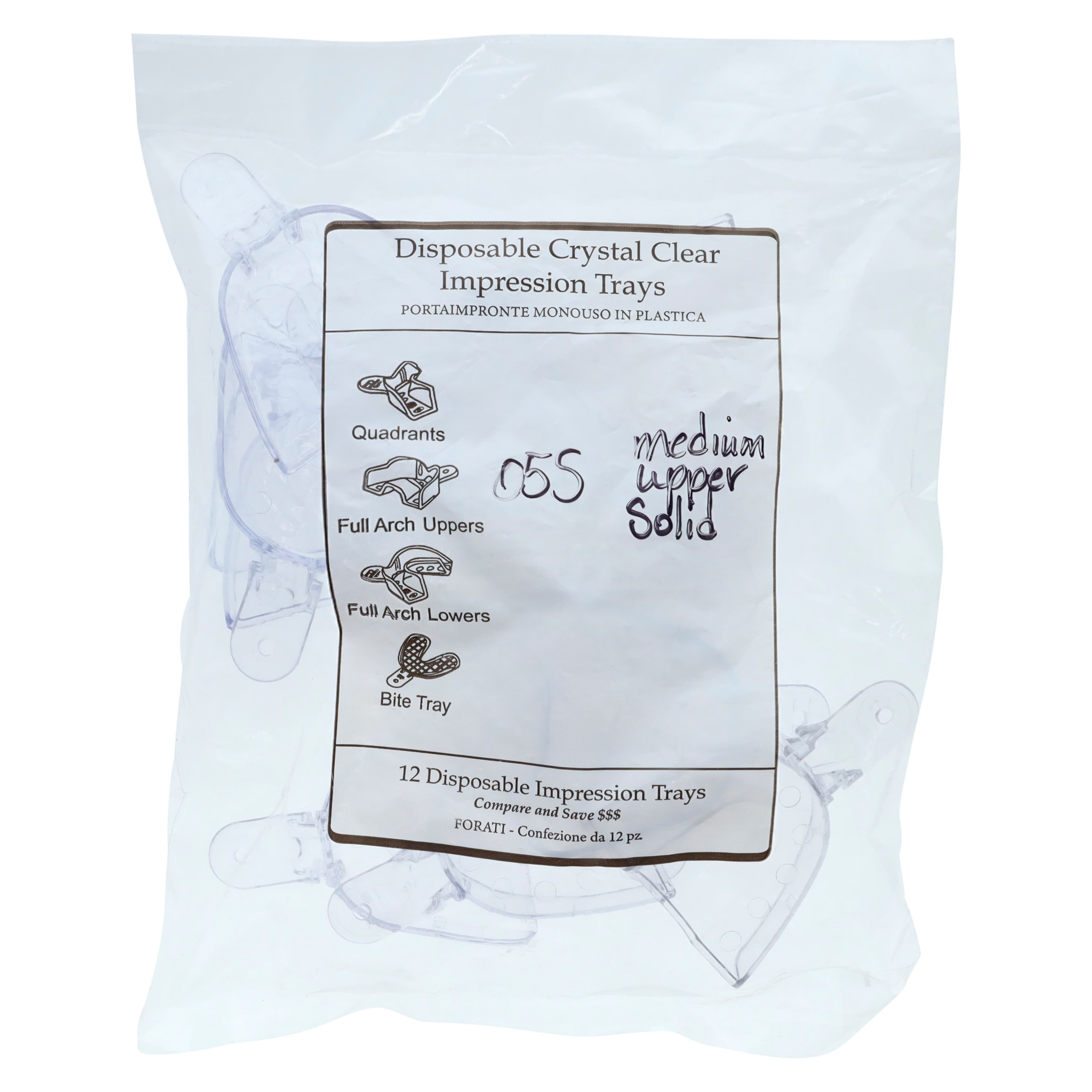 Crystal Disposable Impression Trays, Full Arch Upper, Medium, Solid, 12/Pkg, #5S, 05S9 thumbnail 3