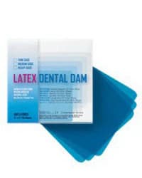 Crosstex Latex Dental Dam, Heavy Gauge, Blue, Unflavored, 5" x 5", 52 Sheets/Box, 19101 - CROSSTEX DENTAL DAMS 19101 - Image 1