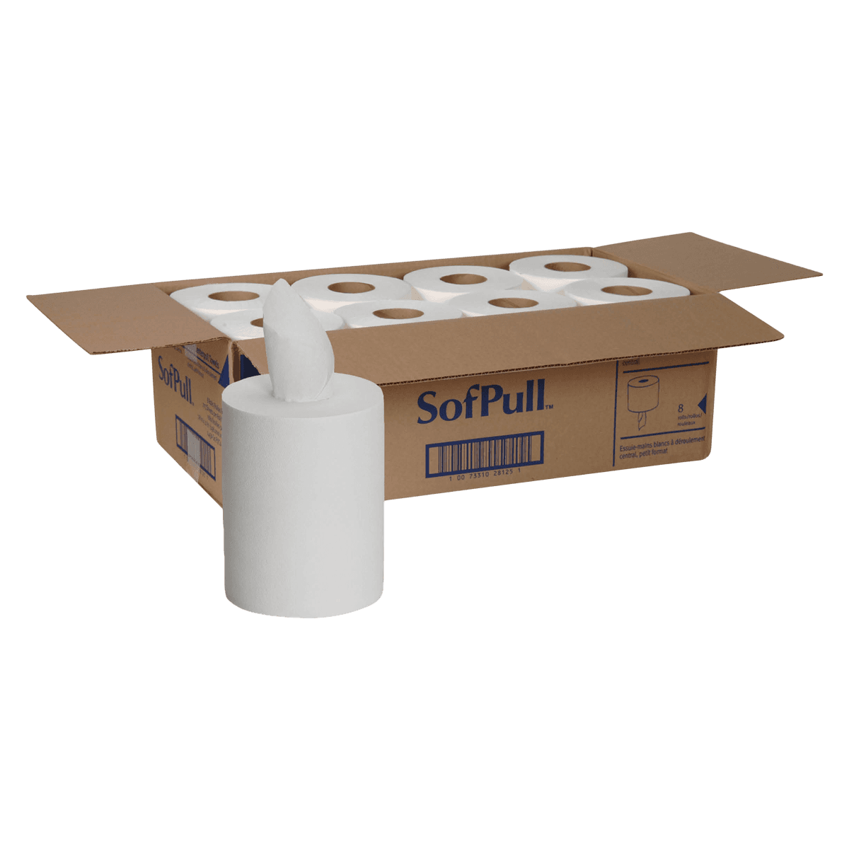 Georgia-Pacific SofPull Junior Capacity Centerpull Paper Towels, 1-Ply, White, 7.8" x 12" Sheets, 375 Sheets/Roll, 8 Rolls/Case thumbnail 2
