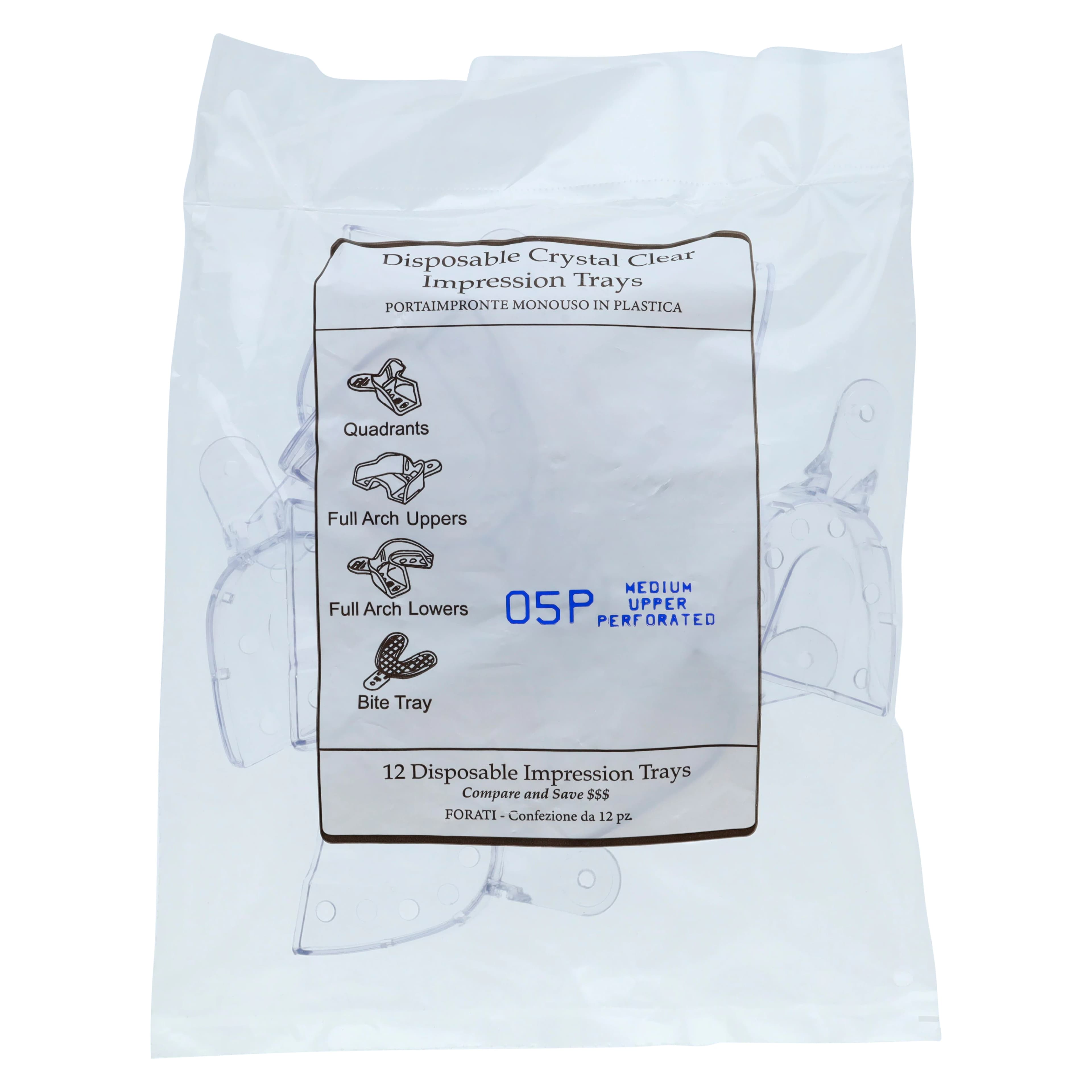 Crystal Disposable Impression Trays, Perforated Full Arch Upper, Medium (#5P), 12/Pkg, 05P9 thumbnail 3