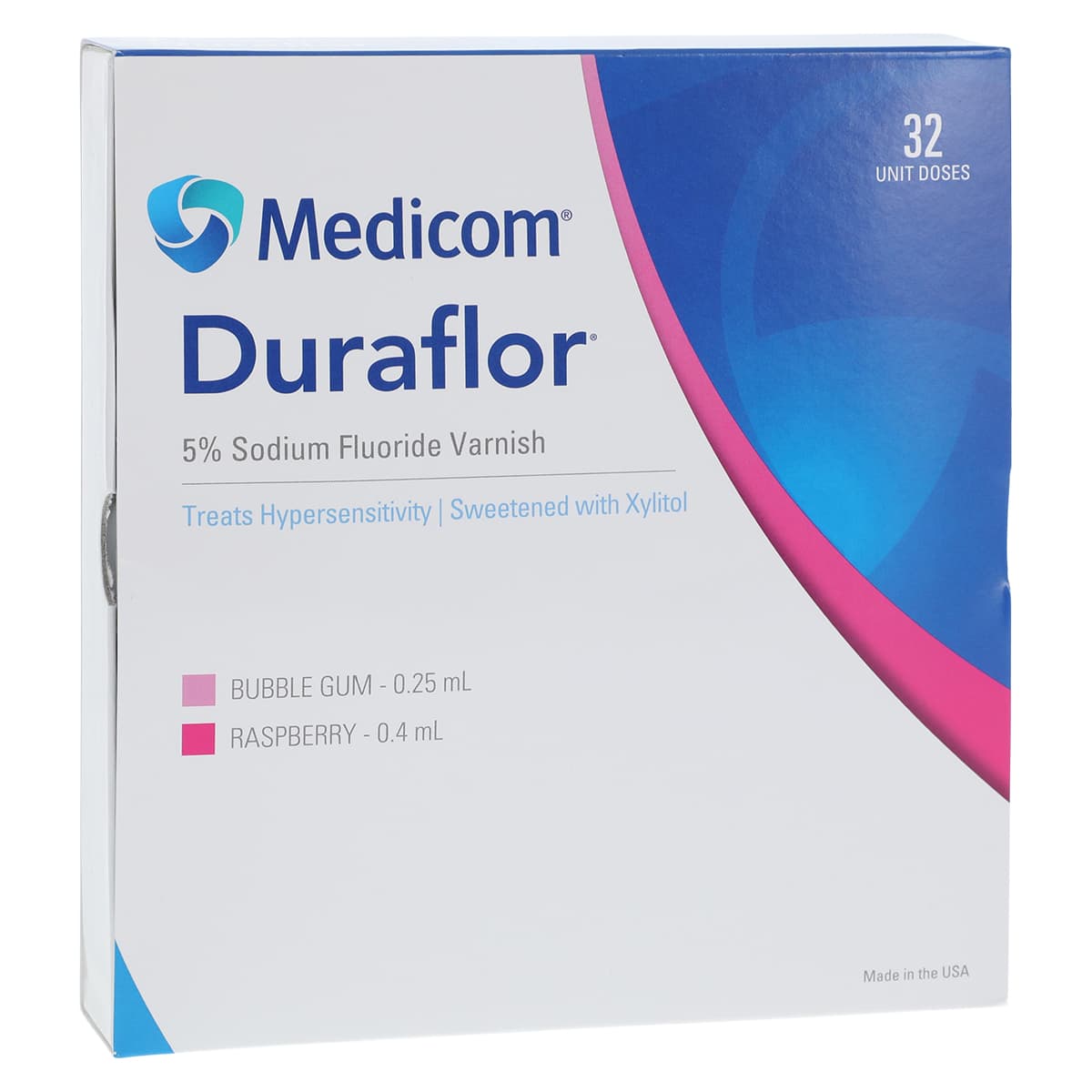 Duraflor 5% Sodium Fluoride Varnish, Bubble Gum, Unit Dose 0.25 mL, 32/Pack, 1011-BG32 - Duraflor Indi-Pack, Bubble Gum 0.25ml (32) - Image 1