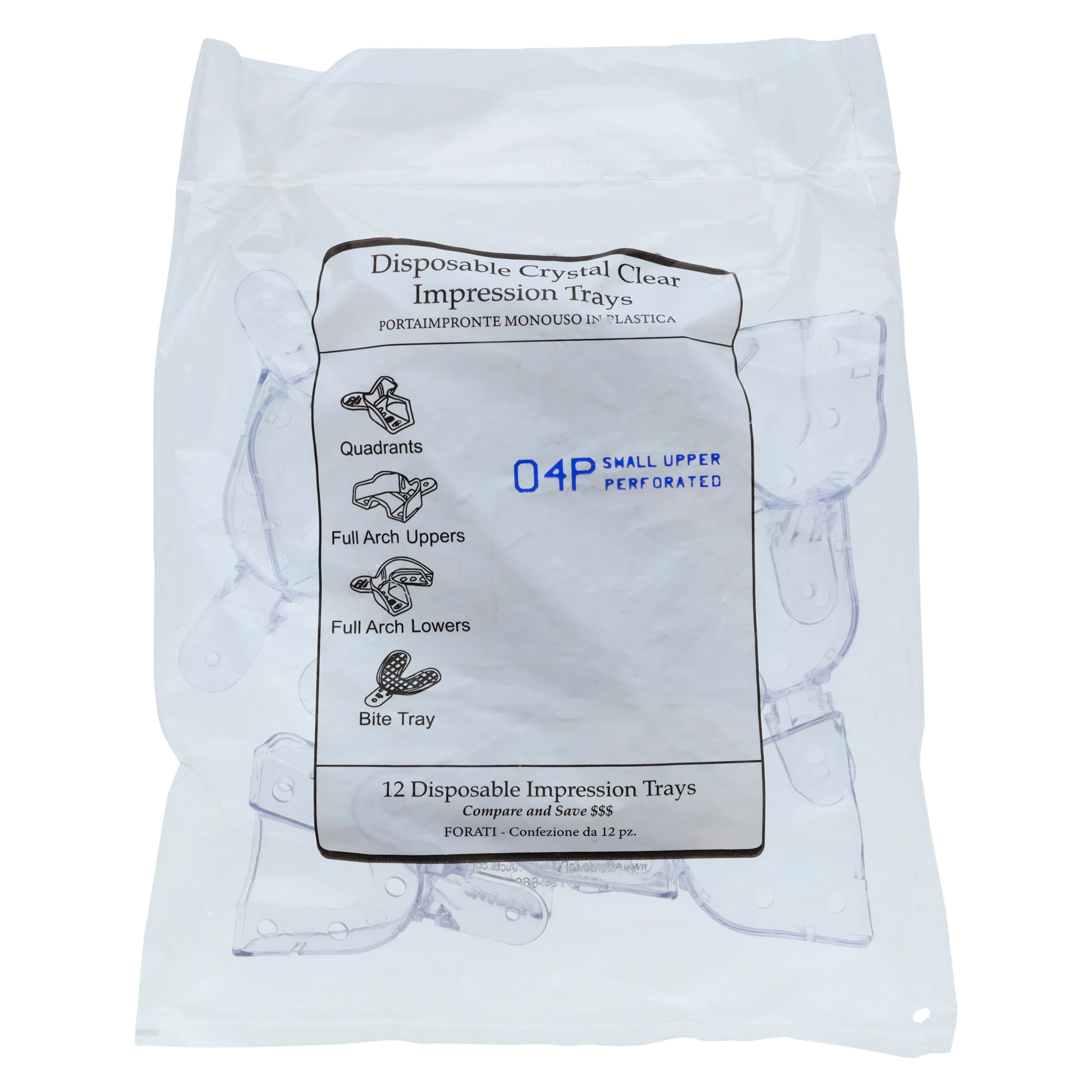 Crystal Disposable Impression Trays, Full Arch Upper, Small (#4P), Perforated, 12/Pkg, 04P9 thumbnail 3
