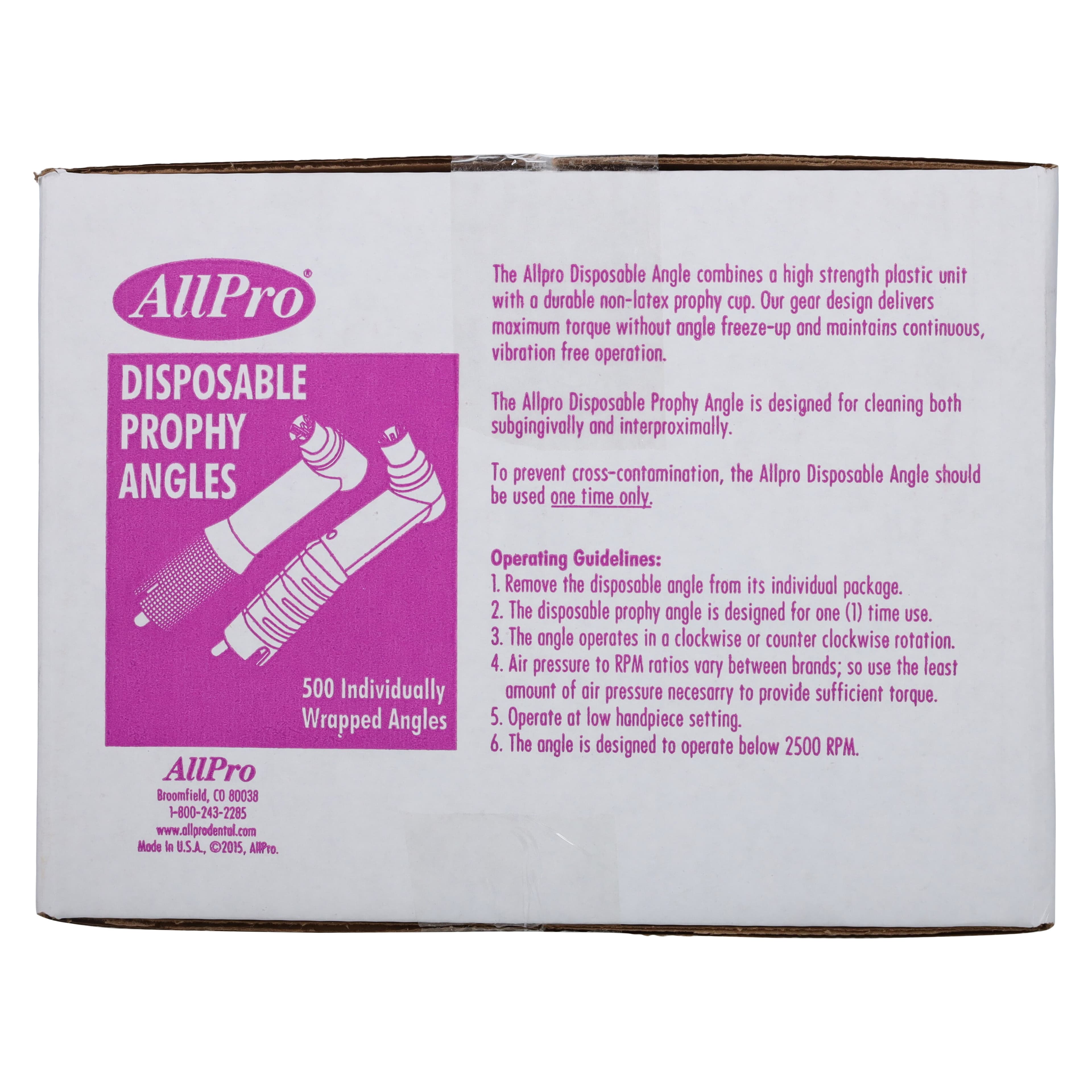 Allpro Disposable Prophy Angle, Soft, Purple, Square Ribbed & Webbed, Non-Latex Cup, 500/Box, 801-R-500 thumbnail 3