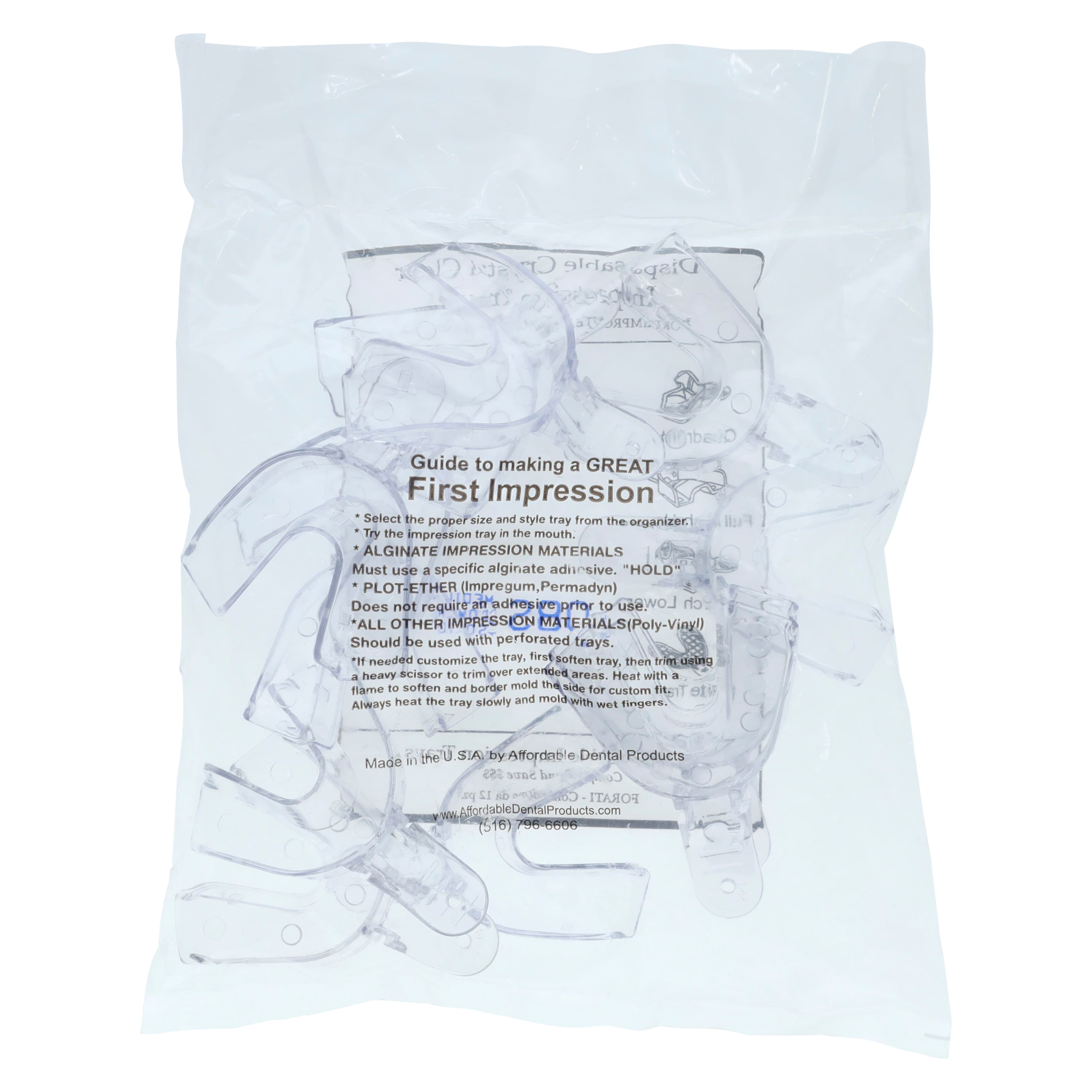 Crystal Disposable Impression Trays, Full Arch Lower, Medium, Solid, 12/Pkg, 08S9 thumbnail 4