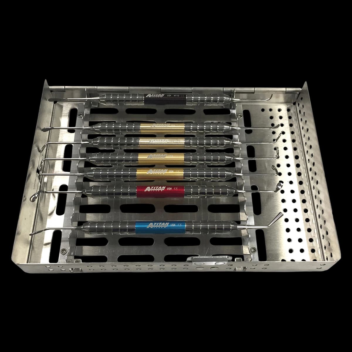 A Titan Instruments Sinus Lift Complete Kit, 7 Light-Weight Color-Coded Instruments with Stainless Steel Cassette - Complete Kit contains 7 light- - Image 1