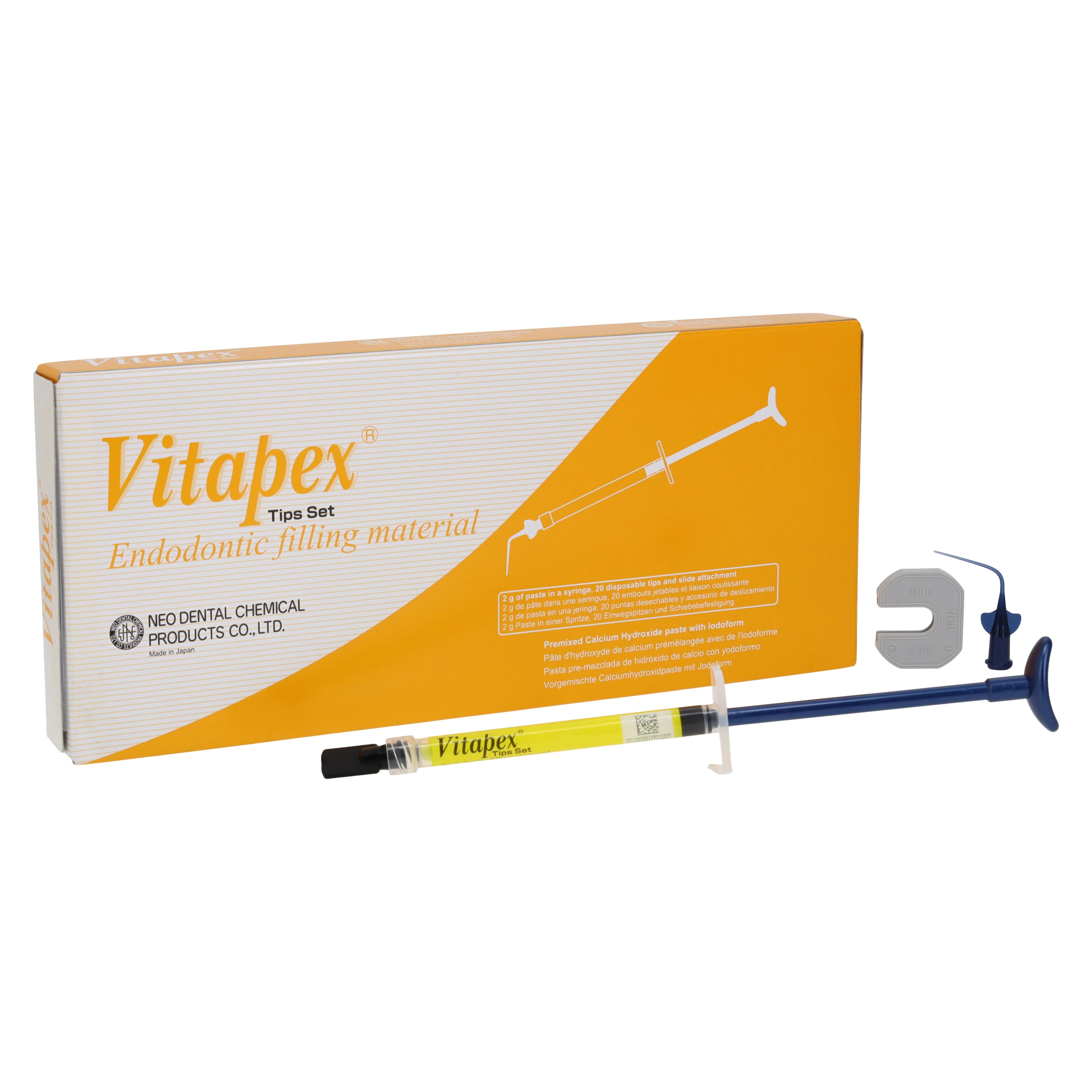 Vitapex Calcium Hydroxide Paste with Iodoform Root Canal Medicament, 2g Syringe with 20 Disposable Tips, Regular Kit - Vitapex Root Canal Medicament - Image 1