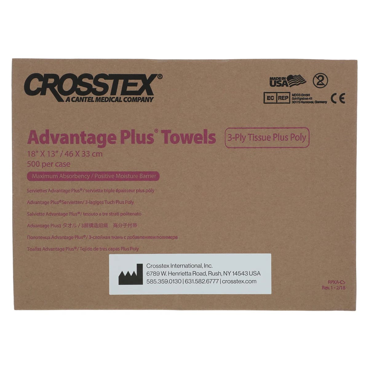 Crosstex Advantage Plus Patient Bib, 3-Ply Tissue/Poly, Lavender, 18" x 13", 500/Case, WPXALV thumbnail 2