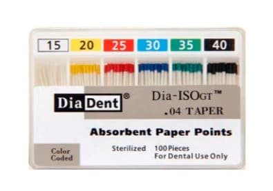 DiaDent Dia-ISOGT Absorbent Paper Points, Tapered .04, Size #80, Black, 100/Box - Dia-ISOGT Paper Points Tapered .04 #80 100/Slide Pk - Image 1