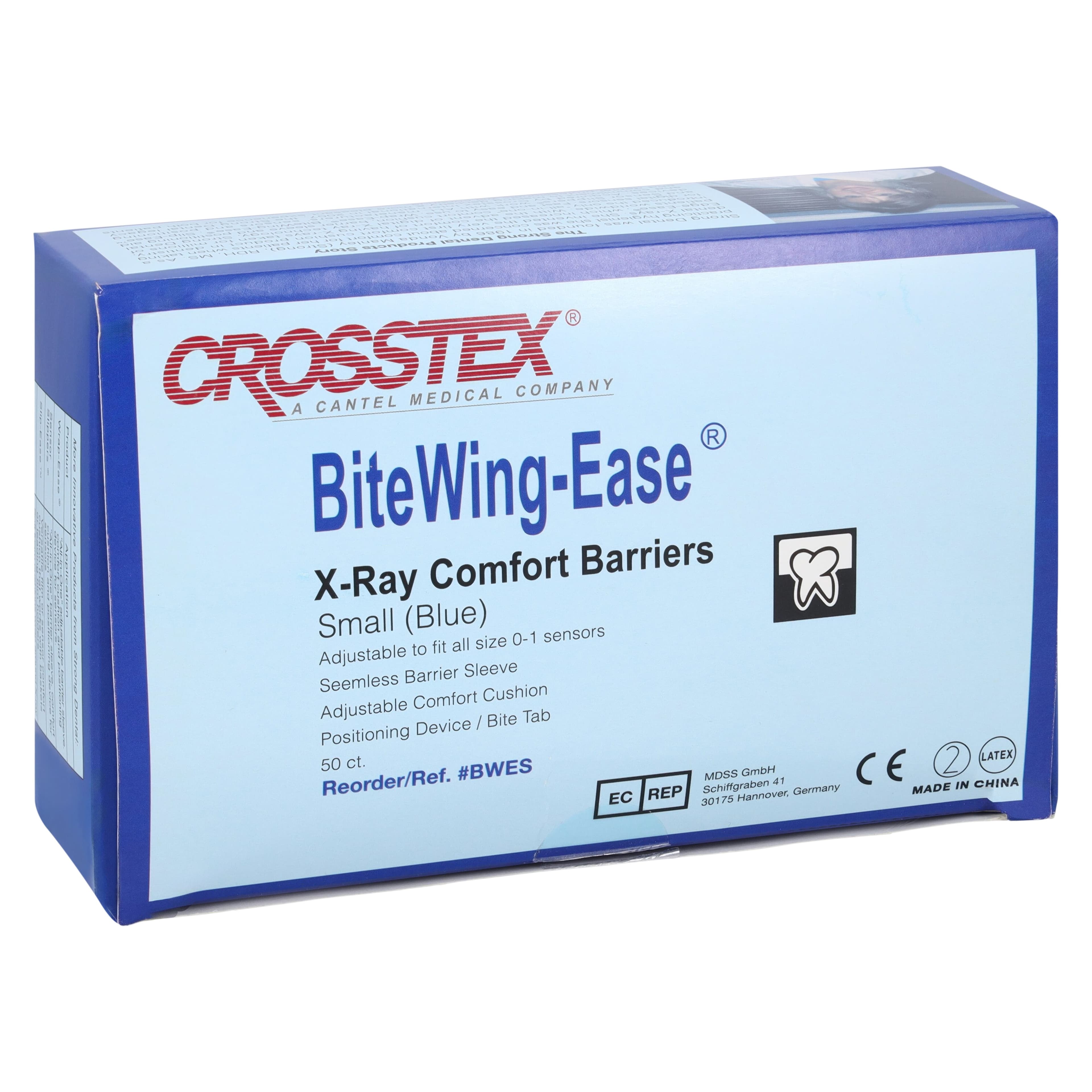 Crosstex BiteWing-Ease Barrier Sleeve, Small, Blue, 50/Bag - Bite Wing-Ease Barrier Sleeves - Image 1