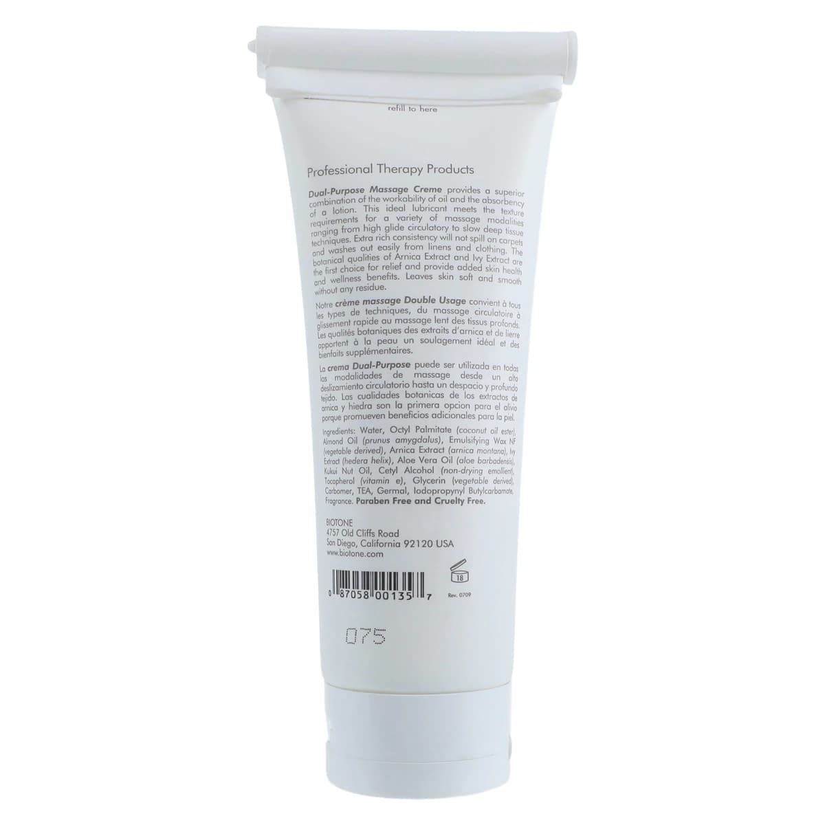 Biotone Dual-Purpose Massage Cream, Unscented, Paraben Free, 7 oz thumbnail 2