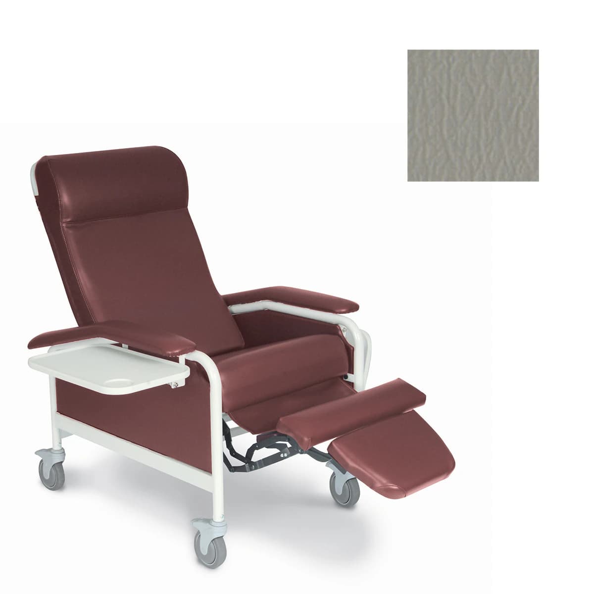Winco CareCliner Trendelenburg Recliner with Wheels, Vinyl Upholstery, 275 lb Capacity, Gray - CareCliner w/Wheels Grey - Image 1