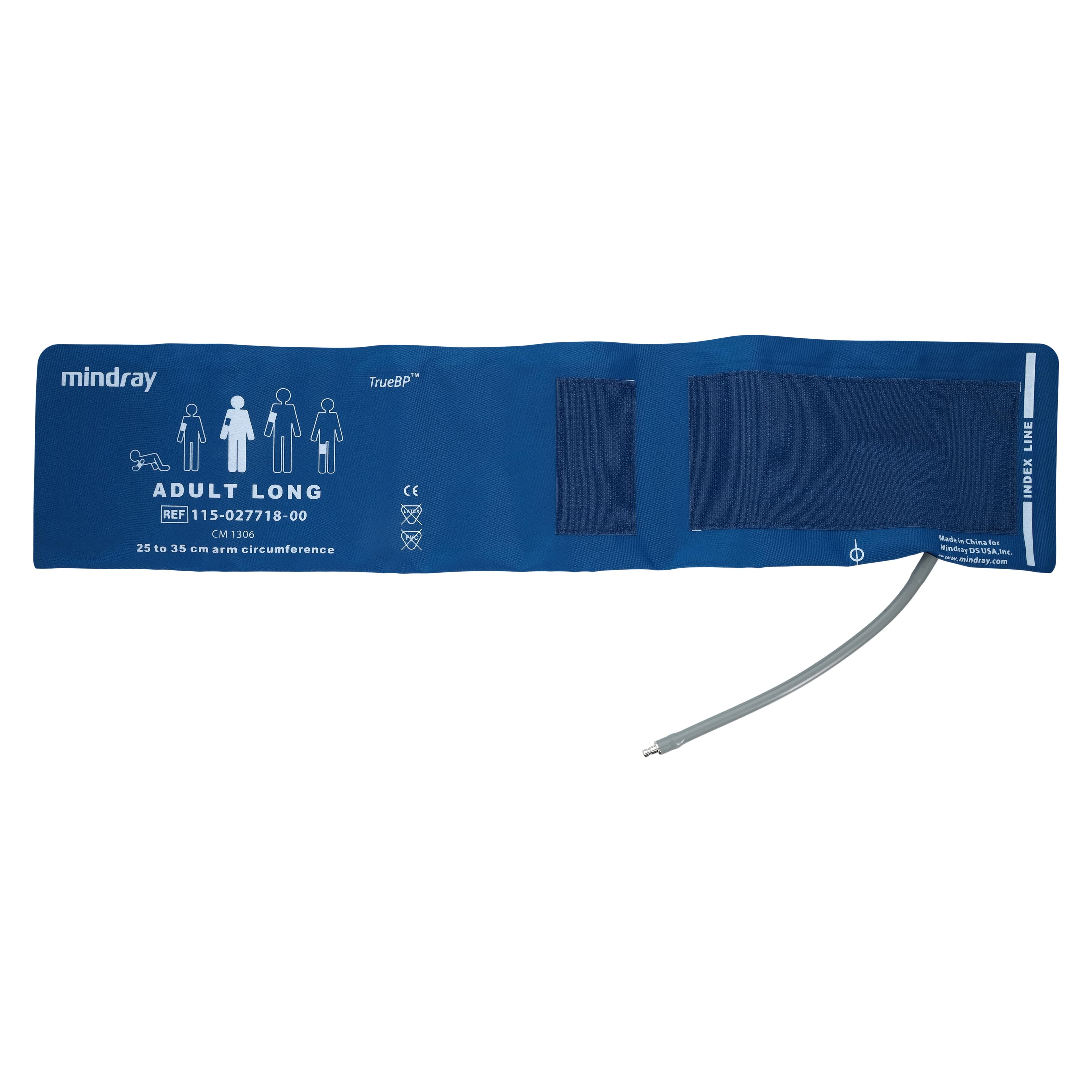 NIBP Blood Pressure Cuff, Adult Long, Blue, for Datascope Monitor, Latex-Free, Each thumbnail 2