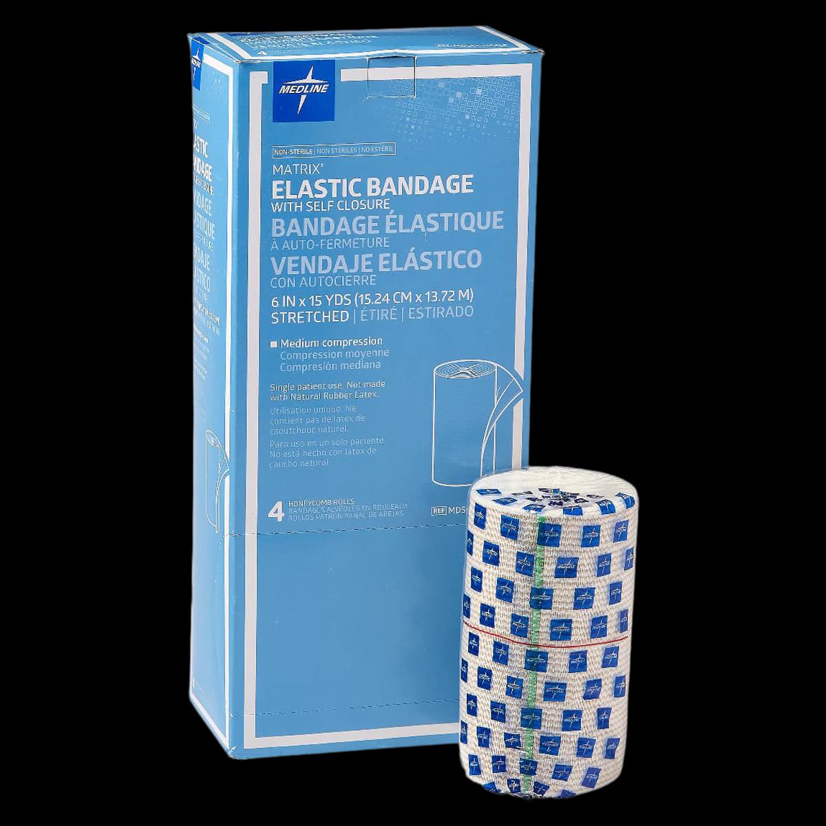 Medline Matrix Stretch Bandage, Elastic, 6" x 15 yd, 20/Case - Bandage Elst Matrix Velc LF NS - Image 1