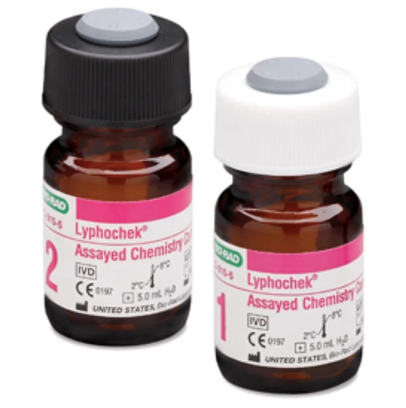 Bio-Rad Lyphochek Bilevel Assayed Mini Chemistry Control, Levels 1-2, 12 x 5 mL Lyophilized, 2 x 5 mL/Box - Lyphochek Bilevel Assayed Mini - Image 1