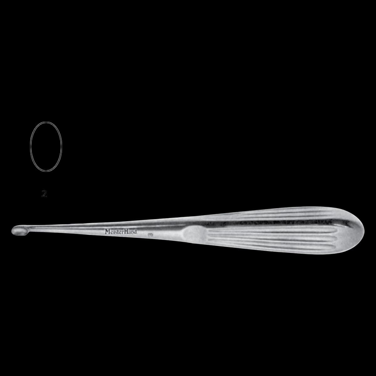 Meister-Hand Spratt Mastoid Curette, Size 2, 6-1/2" Stainless Steel, Each - MH Curette Spratt Sz2 - Image 1