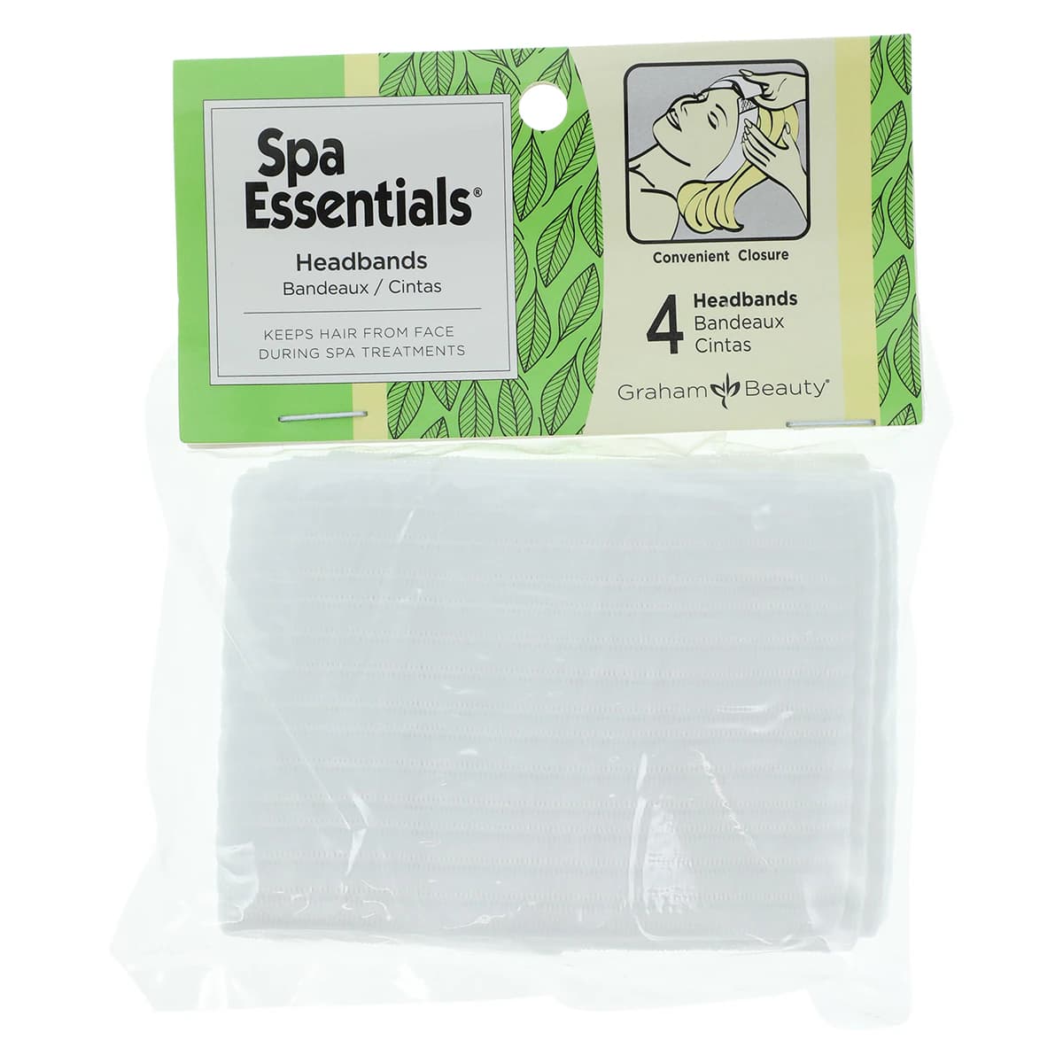 SpaEssentials Disposable Spa Headband, Lycra, White, One Size, 96/Case - Spa Head Bands Disposable - Image 1