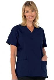 Fashion Seal Healthcare® Ladies' V-Neck Tunic, Navy, Extra Small, Short Sleeve, 65% Polyester/35% Cotton, 2 Pockets, 1 Each - Fashion Seal Healthcare® Ladies’ V-Neck Tunics, Navy - Extra Small - Image 1