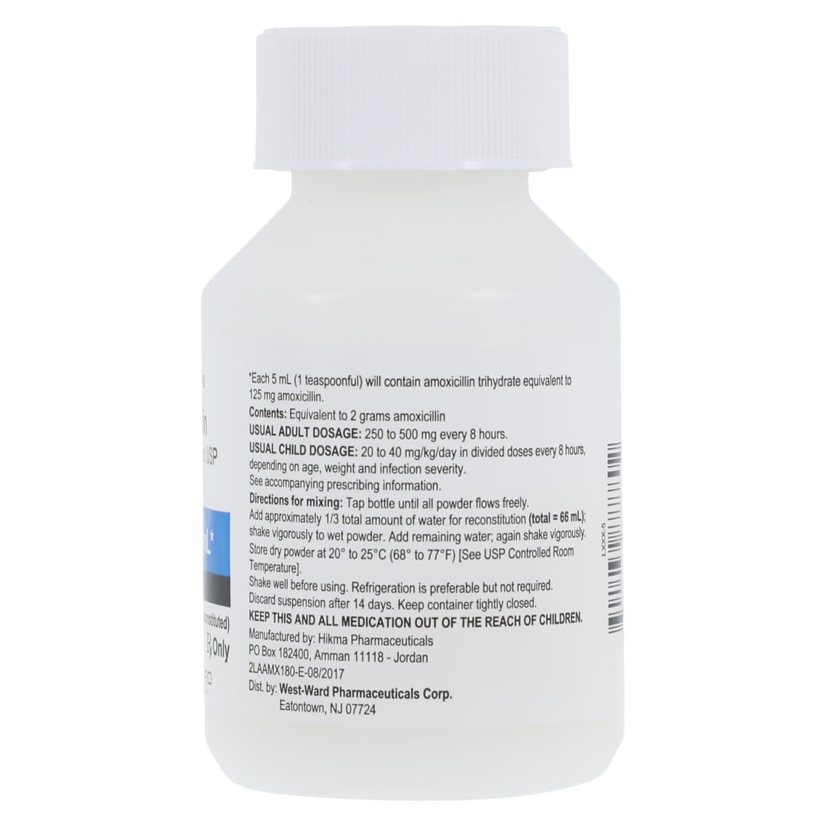 Amoxicillin Oral Suspension 125mg/5mL, Dye Free, Tutti-Frutti Flavor, 80mL Bottle thumbnail 2