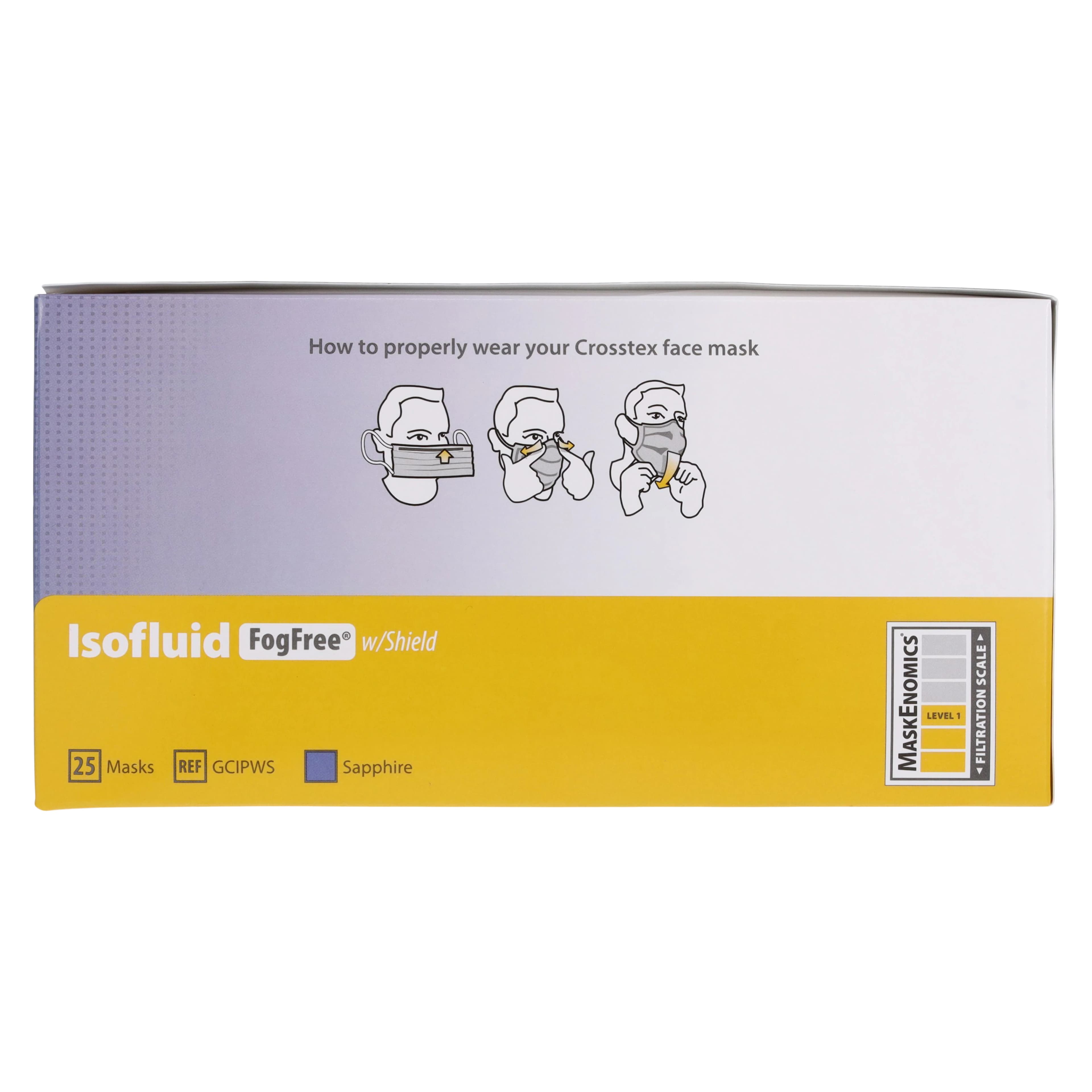 Isofluid FogFree™ Surgical Face Mask with Splash Visor, ASTM Level 1, Sapphire, Ear Loop, 25/Box, GCIPWS thumbnail 3