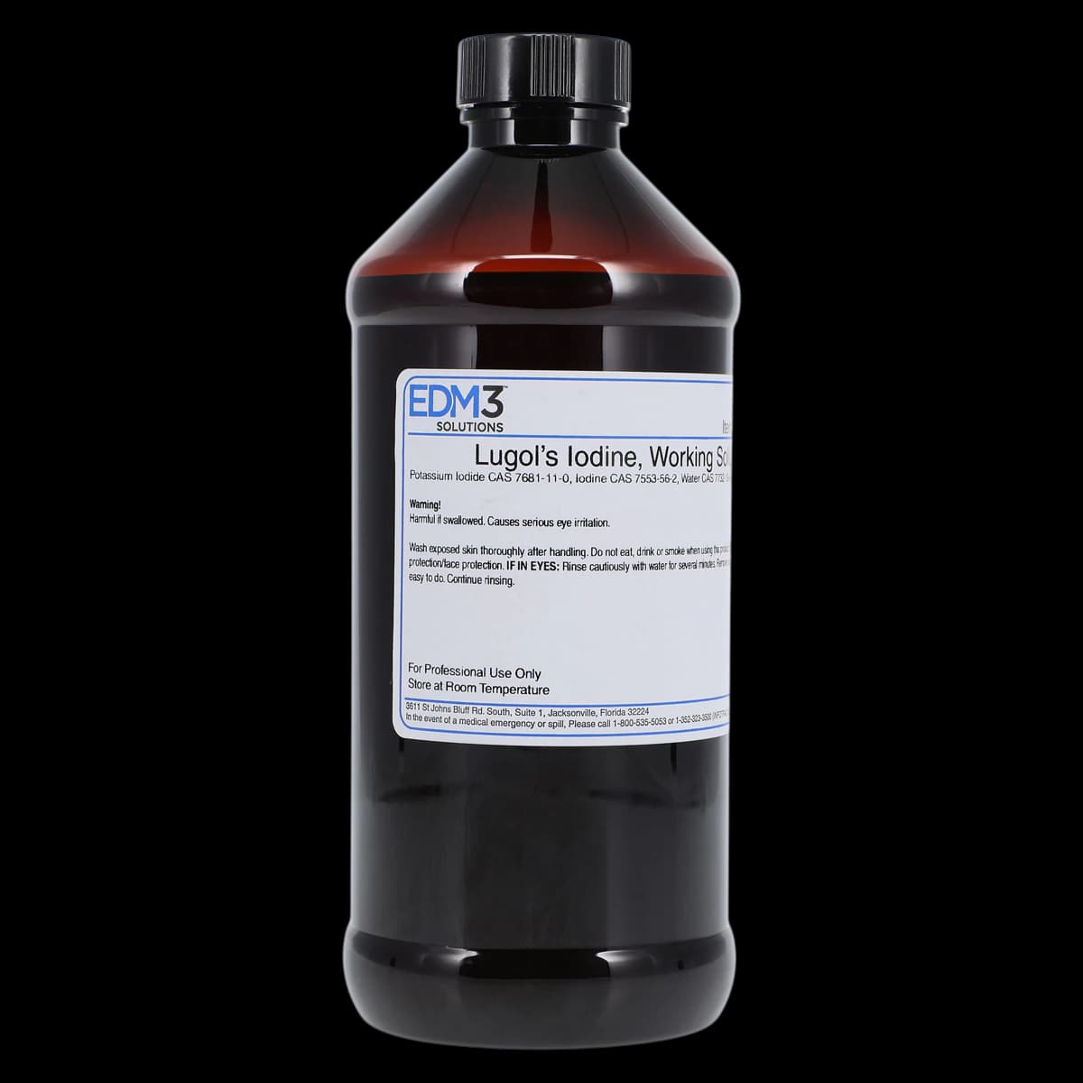 Lugol's Iodine Solution 1%, 16 oz Bottle (Gram Stain Reagent) - Lugols Iodine Gram Stain - Image 1