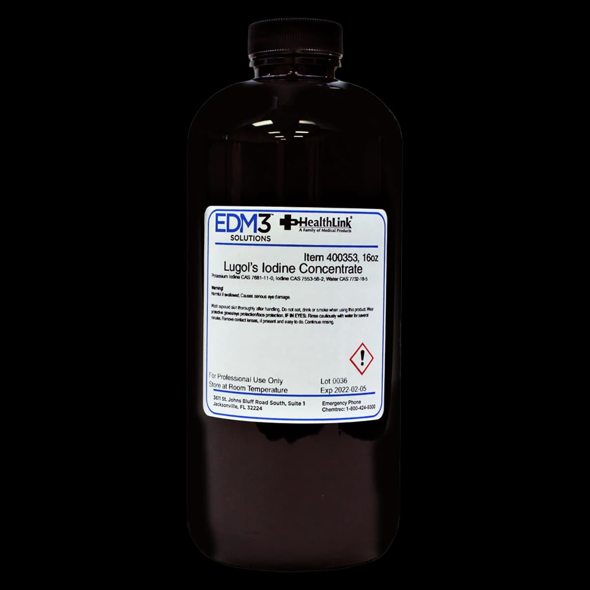 Lugol's Iodine Solution 5%, Concentrated, 16 oz Bottle - Lugols Iodine Concentrate - Image 1