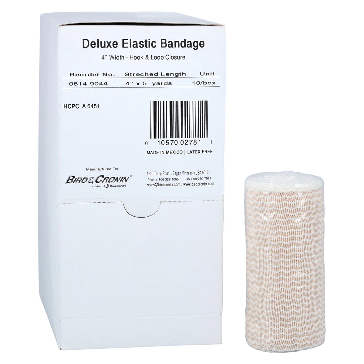 Bird & Cronin Elastic Compression Bandage with Velcro Closure, Latex-Free, 4" x 5.5 yd, Tan, 10/Box - Bandage Elast Velcro LF - Image 1