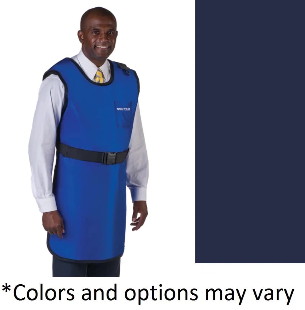 Wolf X-Ray Coat Apron, 0.5mm Lead Equivalency, 24" x 40", Navy Blue, Medium - Coat Apron .5 mm Regular Lead 24" x 40" Navy Blue Medium - Image 1