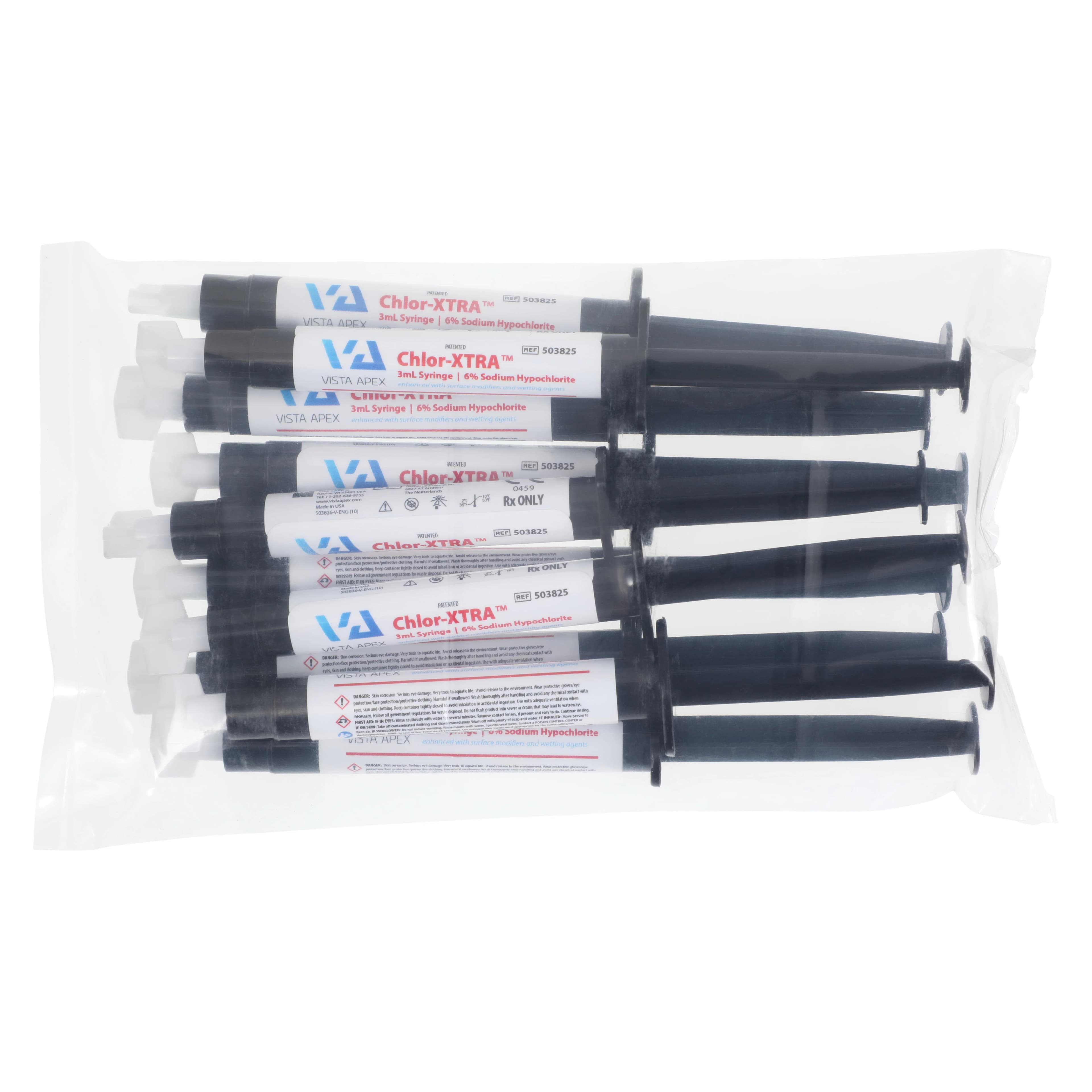 Chlor-XTRA 6% Sodium Hypochlorite Irrigant, 3cc Prefilled Syringes, 10/Box, with 27G Side-Vented Tips thumbnail 2