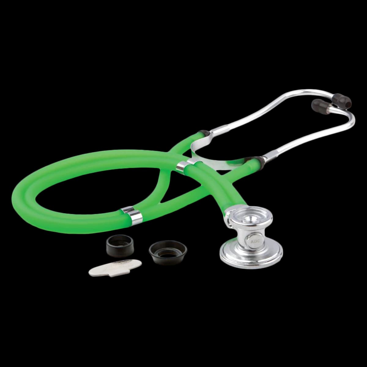 ADC Adscope 641 Sprague Rappaport Stethoscope, Adult/Pediatric, Neon Green, Double Lumen Tubing - Steth Adscope Grn 2Hd Sprague - Image 1