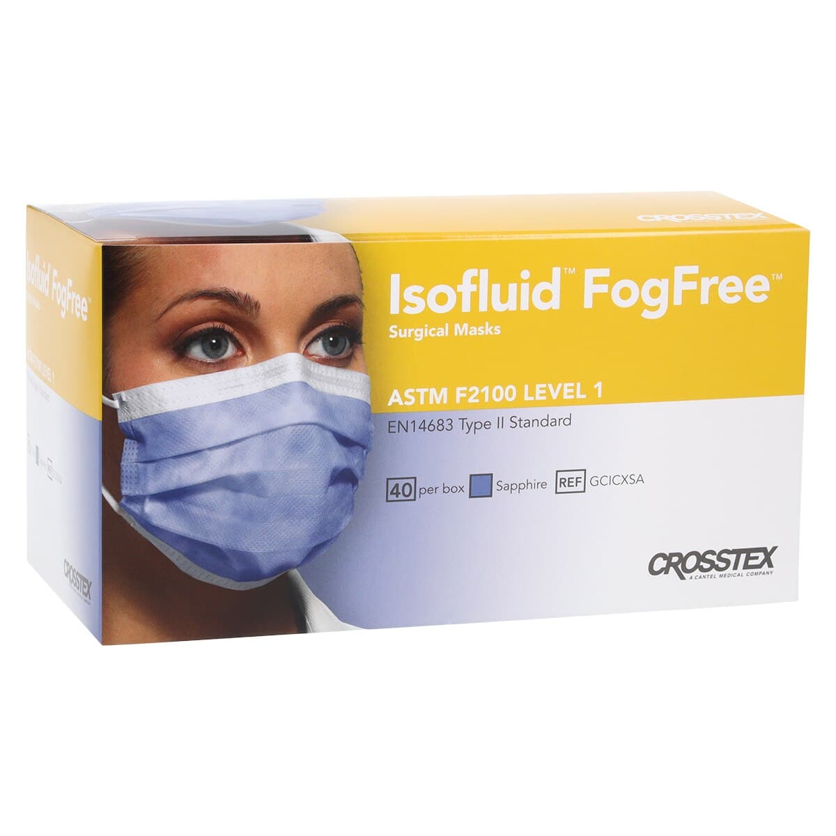 Isofluid FogFree™ Surgical Face Mask, ASTM Level 1, Earloop, Sapphire, Box of 40, GCICXS thumbnail 4