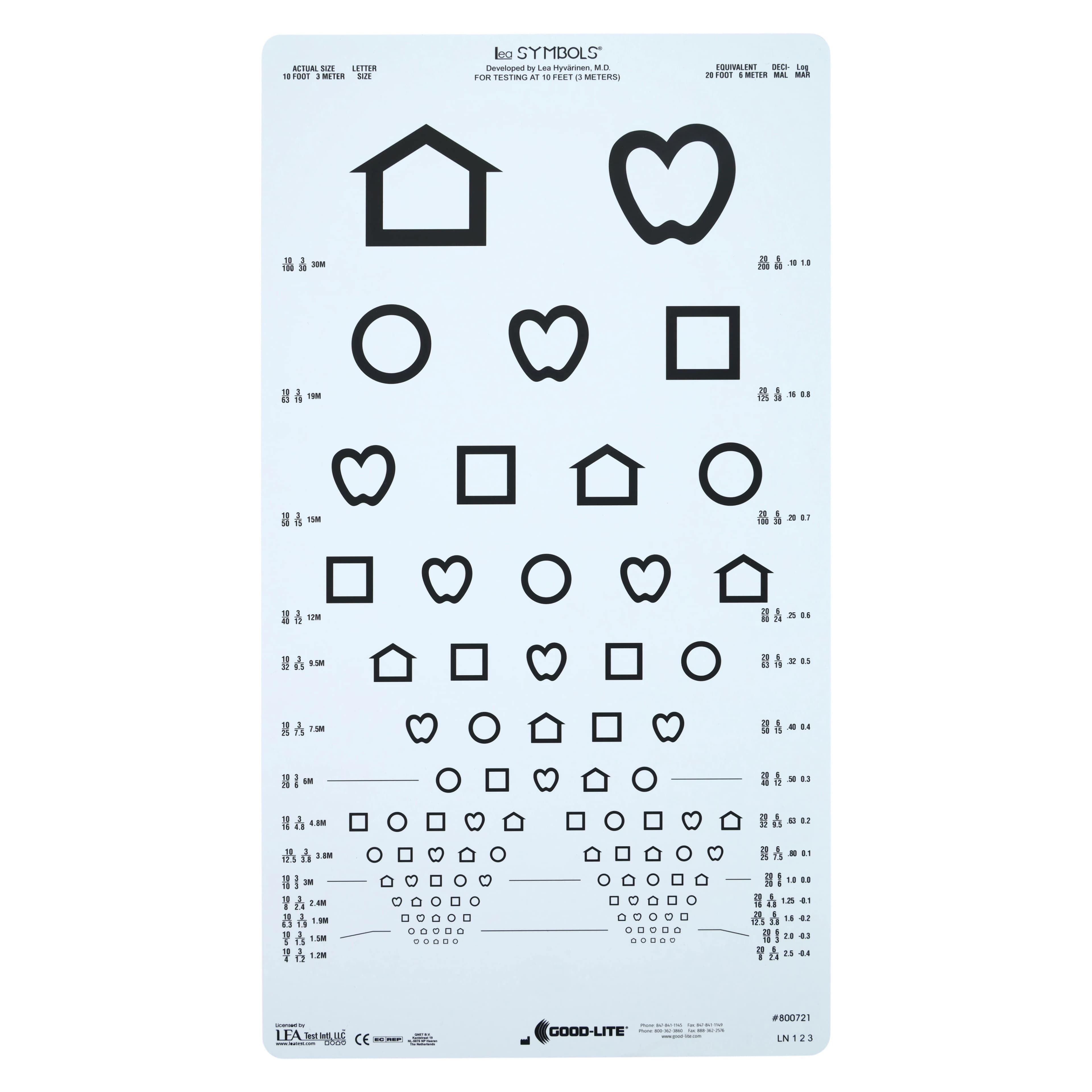 Good-Lite Kindergarten Lea Eye Chart, 10 ft Testing Distance, Each - Eye Chart Kindergarten Lea - Image 1